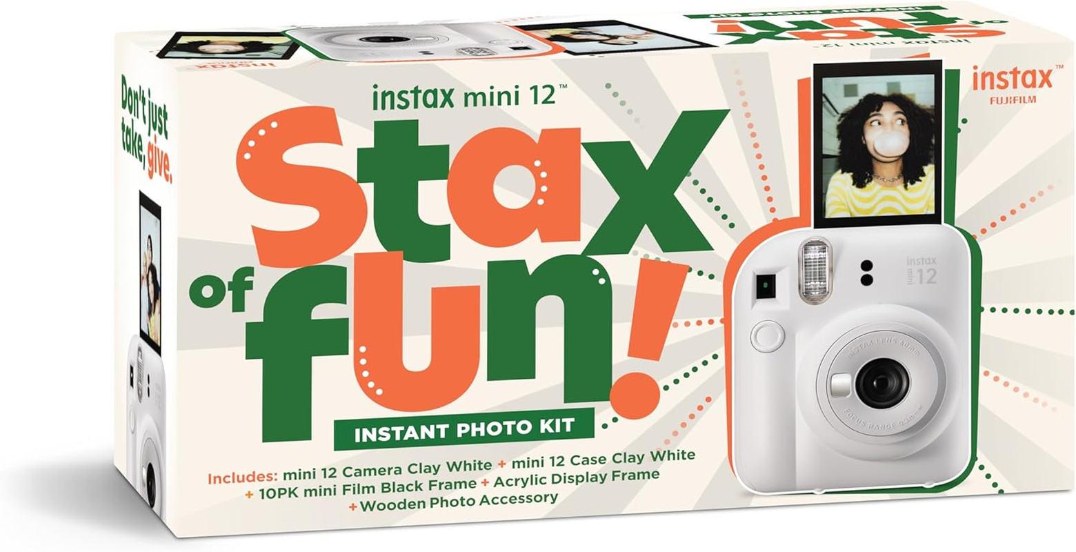 Instax Fujifilm Mini 12 Xmas Camera Kit Bundle, Clay White