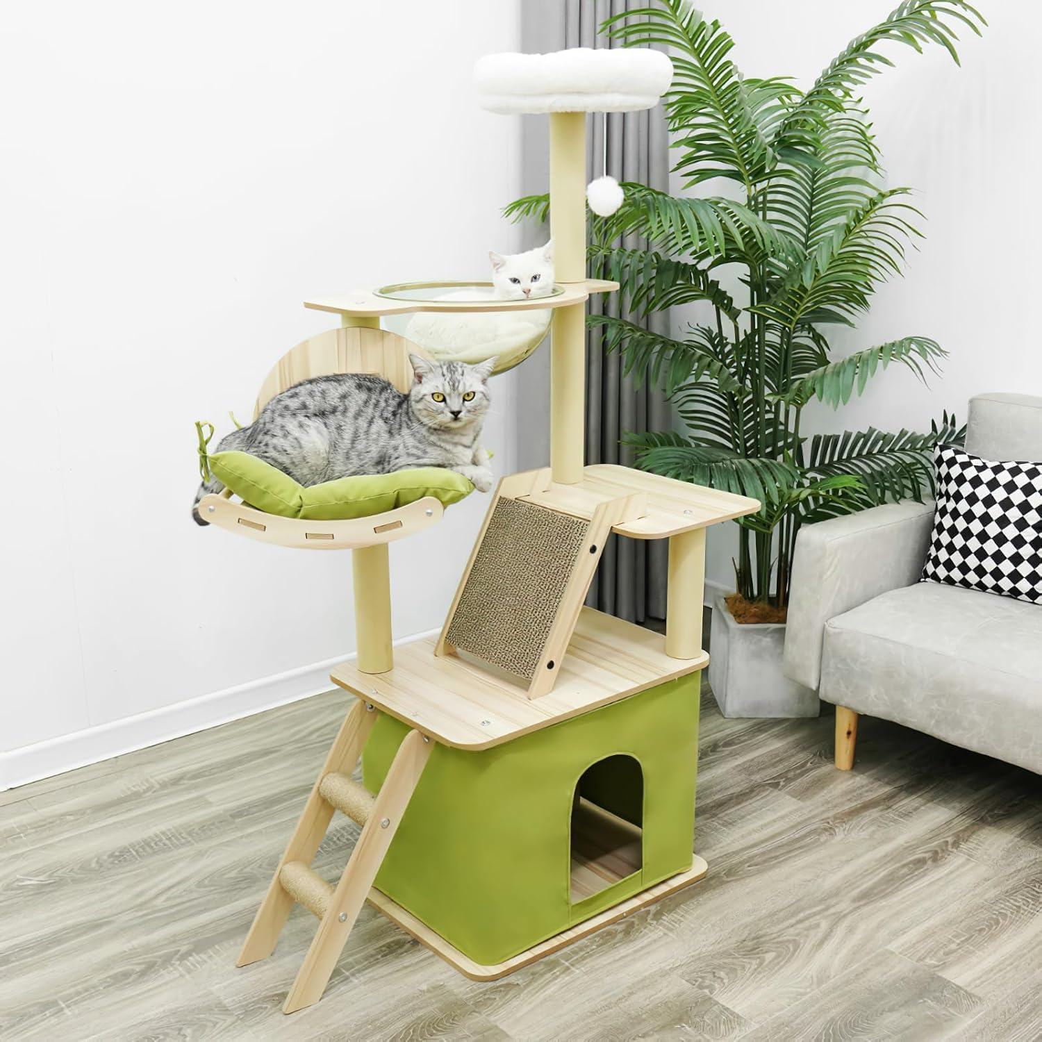 Large Cat Tree, XICEN 140CM Cat Tower for Cats, Super Spacious Condo, Cat Climbing Frame, Large Cat Nest, Wide Padded Perch Scratching Posts & Pad for Indoor Cats