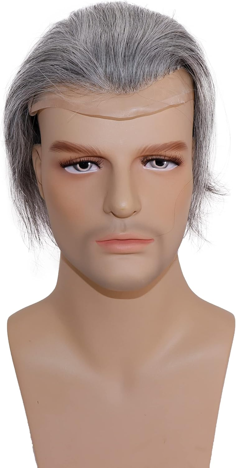 Lishy Toupee for Men Hair Pieces 100% European Virgin Human Hair Replacement System 10" X 8" Mono Lace with PU around and Swiss Lace Front Toupee Men Hair Piece 1B Mixed 60% Grey Hair - 1B Mixed 40 Grey Color image number 5