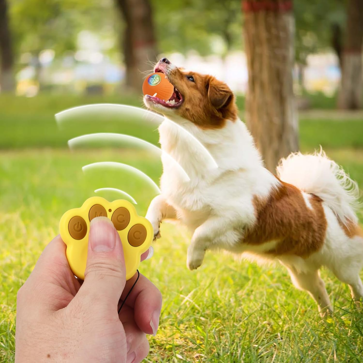 Litinliv Interactive Dog Toy Ball, Interactive Remote Control LED Dog Toy Ball, Smart Active Rolling Ball Dog with USB Cable, Fun Tough Dog Toys, for Small Medium Dogs image number 3