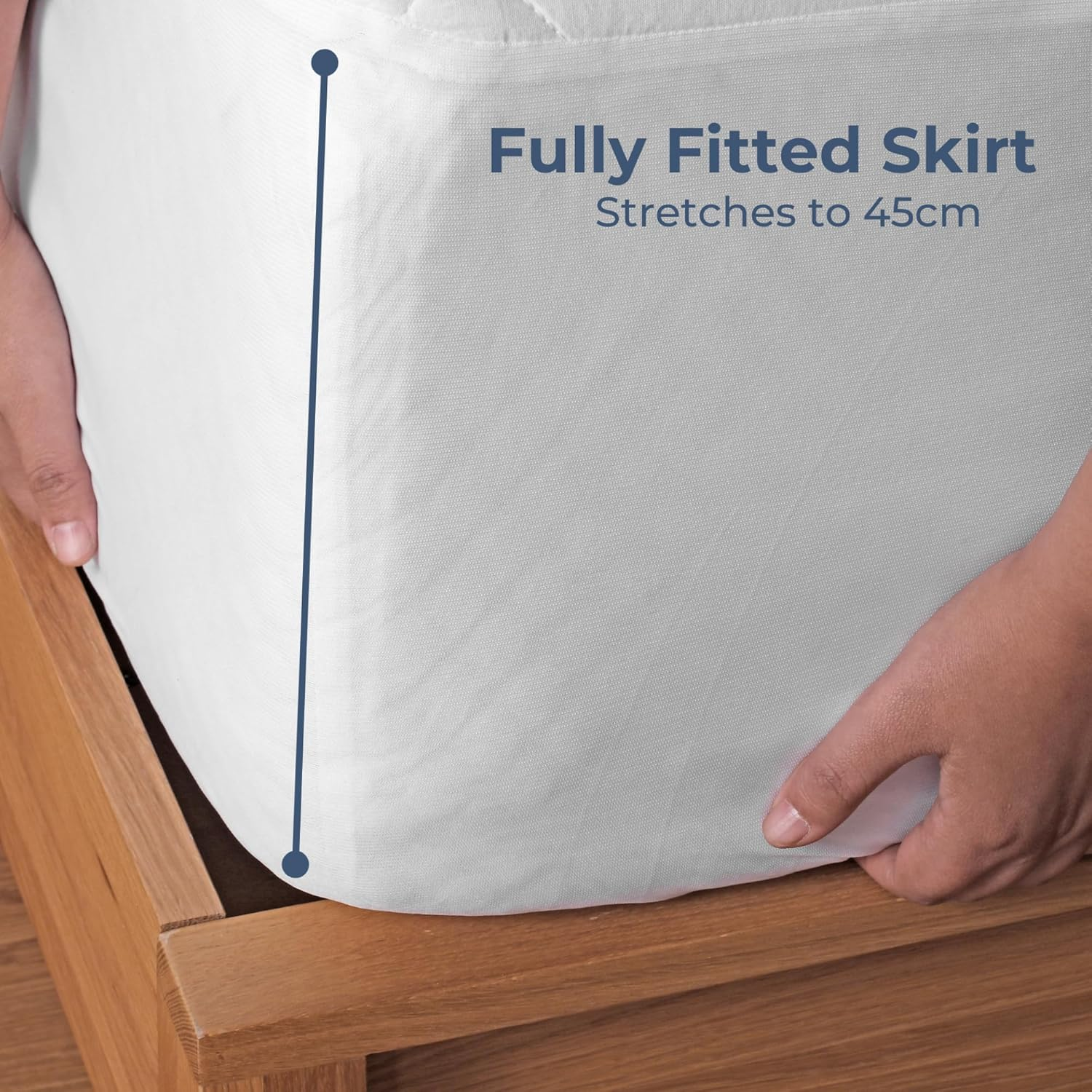 Dreamaker Cotton Quilted Mattress Protector, Natural Breathable Cover, Fully Fitted Extra Deep Skirt, 100GSM Polyester Fibre Fill for Added Comfort, Easy Care & Machine Washable - Single Bed