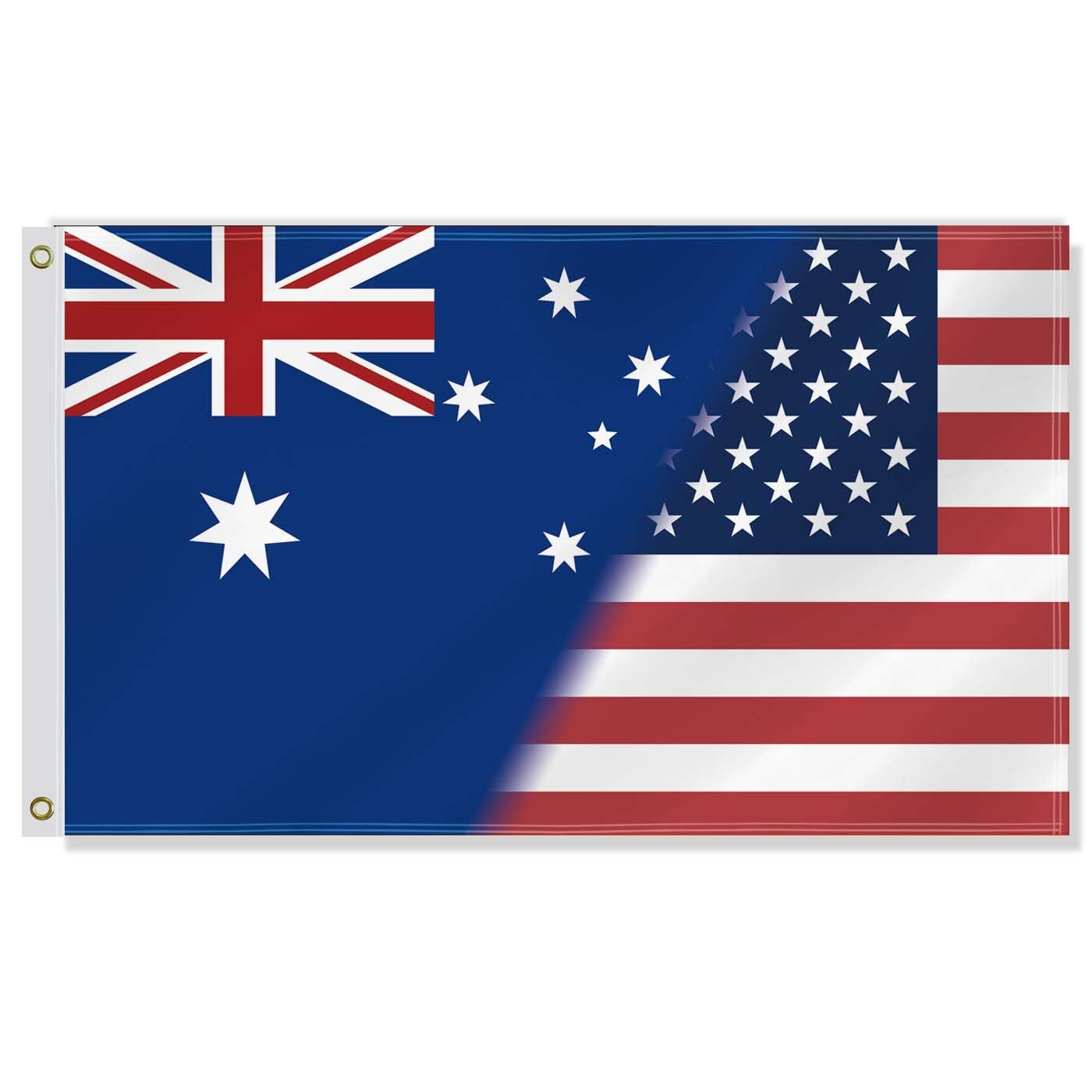 3&times;5 FT Australia and the United States Combo Flag,Large Australia and Americans USA Friendship National Decor,Double Side Digital Printed 150D Polyester Banner with Canvas Header Brass Grommet