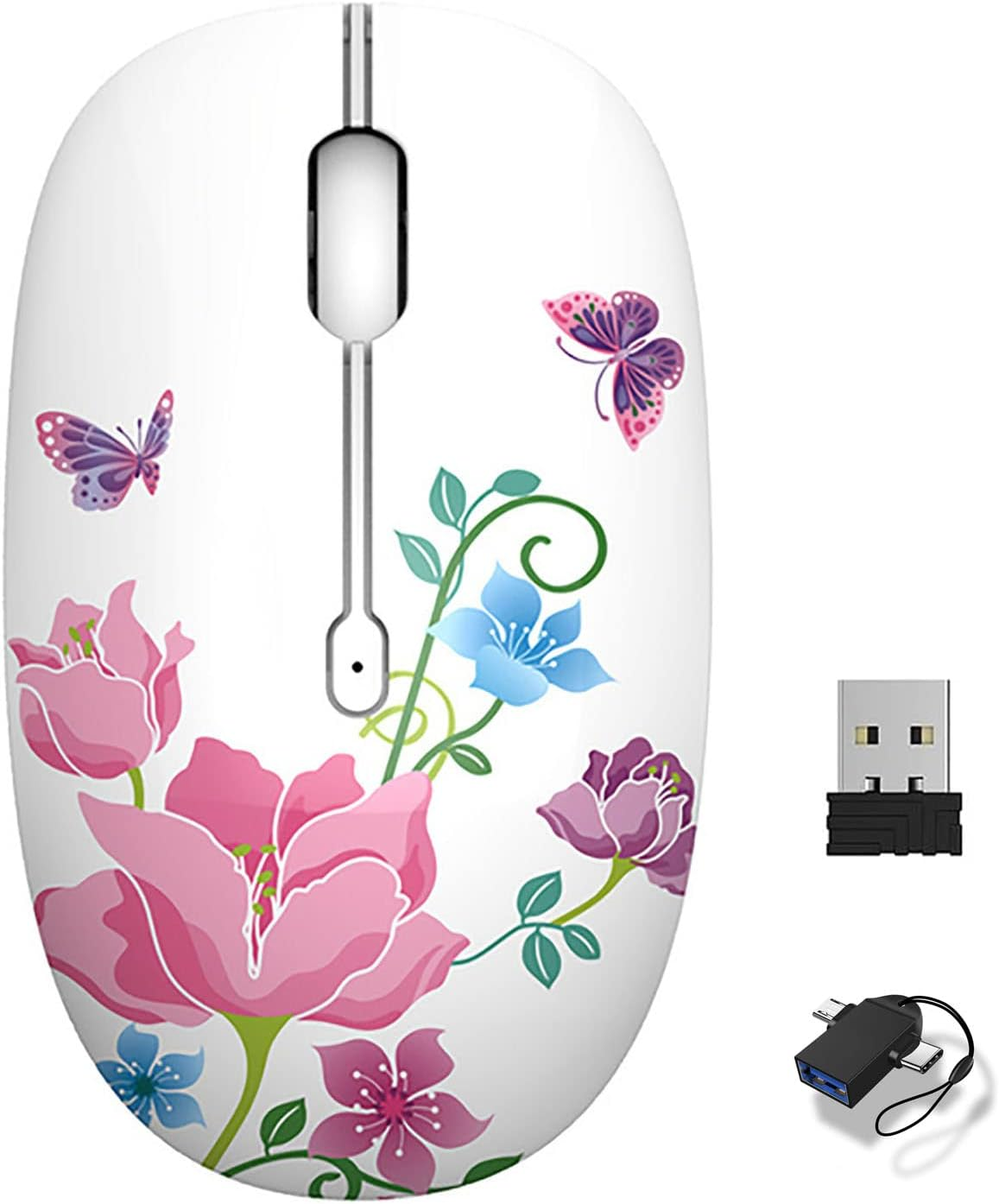 Cute Wireless Mouse, 2.4G Mute Office Business Computer Mouse with USB Receiver 1200DPI Optical Mice for Laptop,Notebook,Pc,Computer (Birds)
