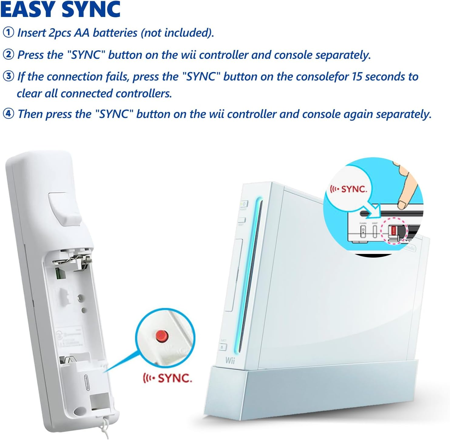 PZL 2 Pack New Remote with Nunchuck for Wii Controller, Compatible with Nintendo Wii/Wii U, with Silicone Case - White and Black image number 3