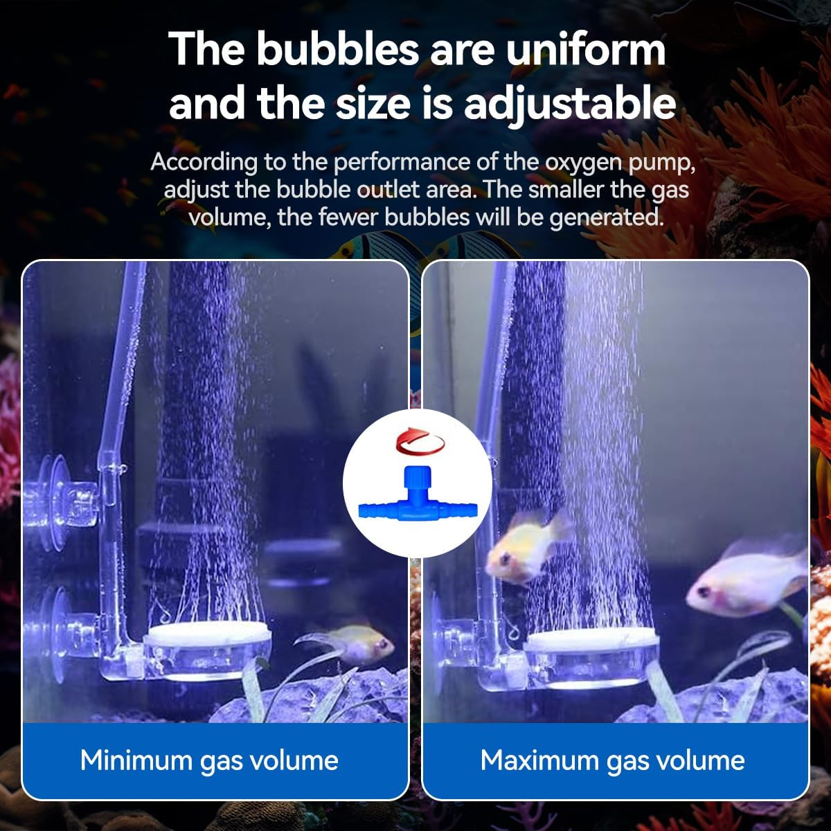 2 PCS Aquarium Air Stone 3.5 Cm Fish Tank Nano Bubble Stone with Control Valve Quiet Super-High Dissolved Oxygen Diffuser Makes Super Tiny Bubbles for Fish Tank and Hydroponic