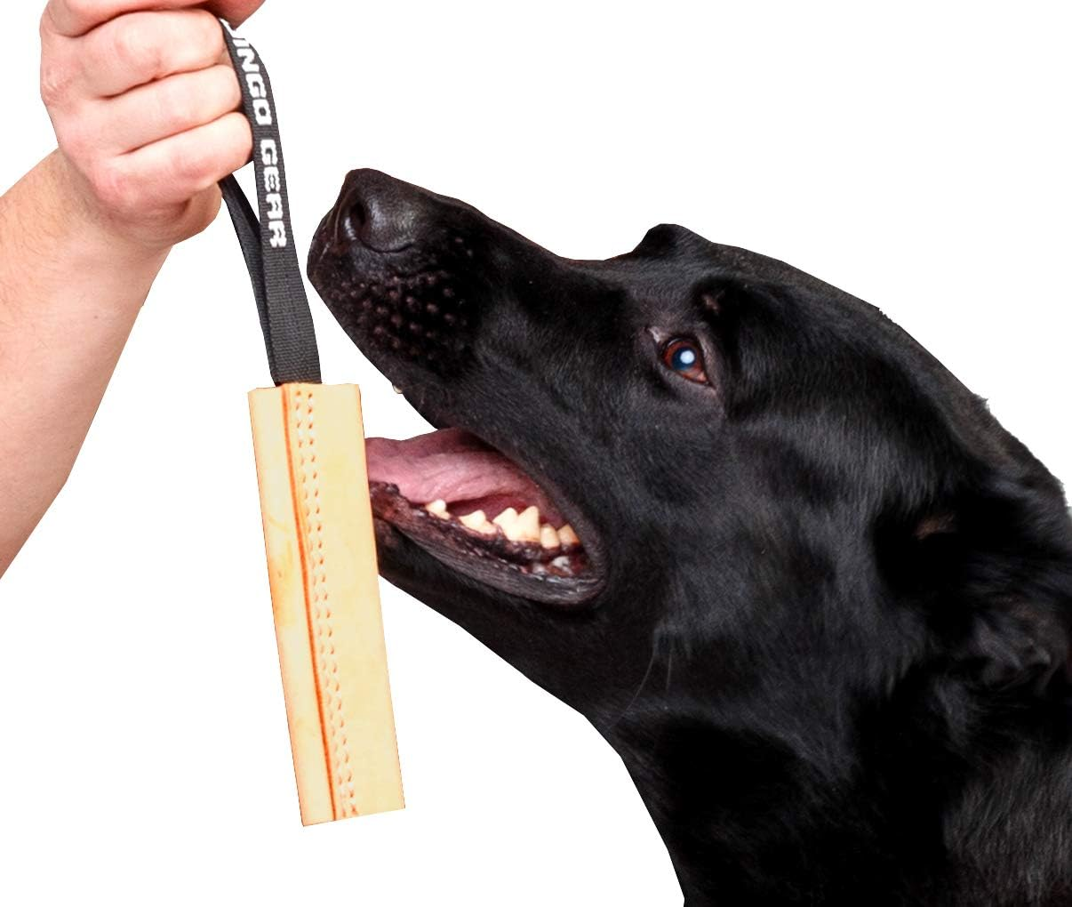 Dingo Gear Dog Bite Tug Handmade of Beige Grain Leather, Strong Tug for Bite Training K9 IPO Agility and Just Fun S00231 image number 1