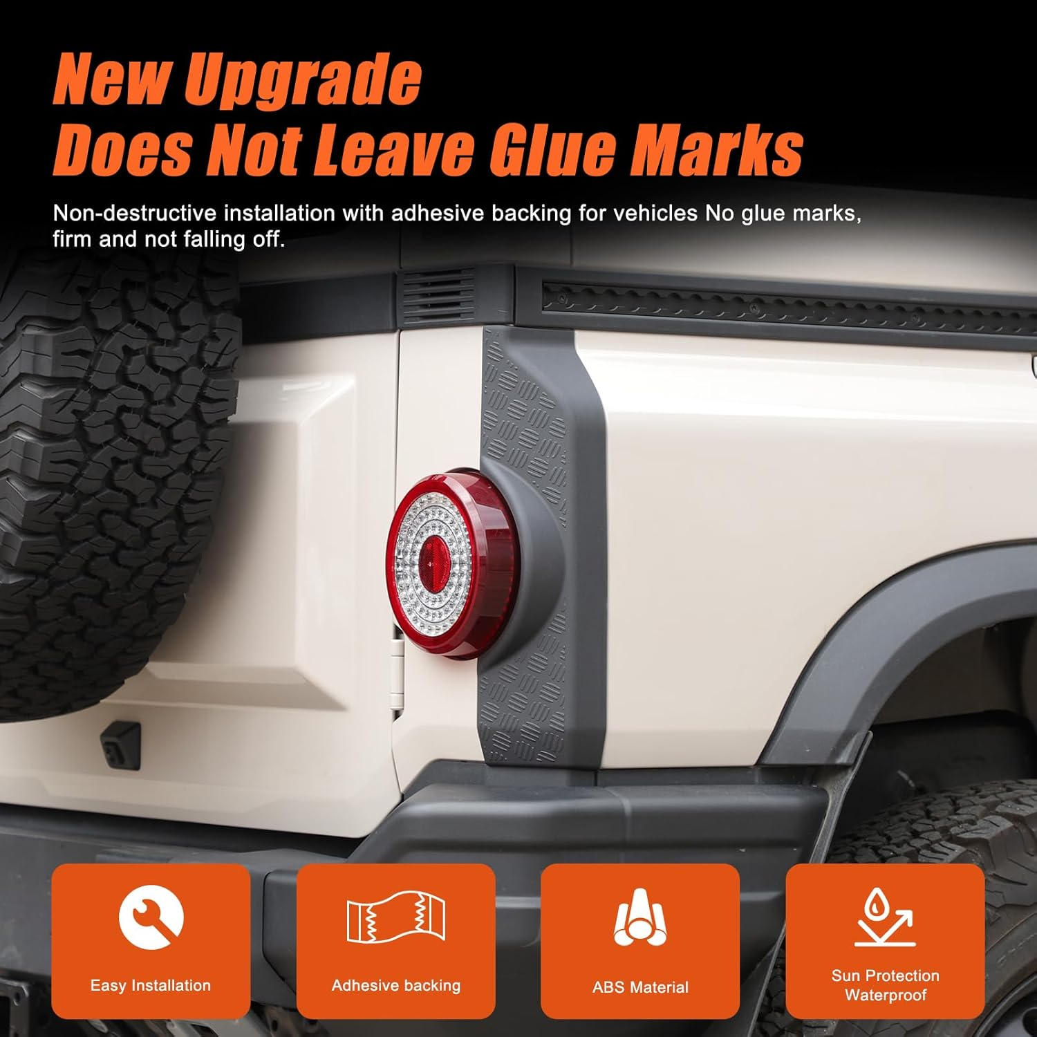 Tumukiw 2PCS Rear Door Armor Corner Guards Compatible with INEOS Grenadier 2022-2025 Accessories, Tail Light Cover Guards Protector Rear Quarter Panel Textured Black Decoration image number 4