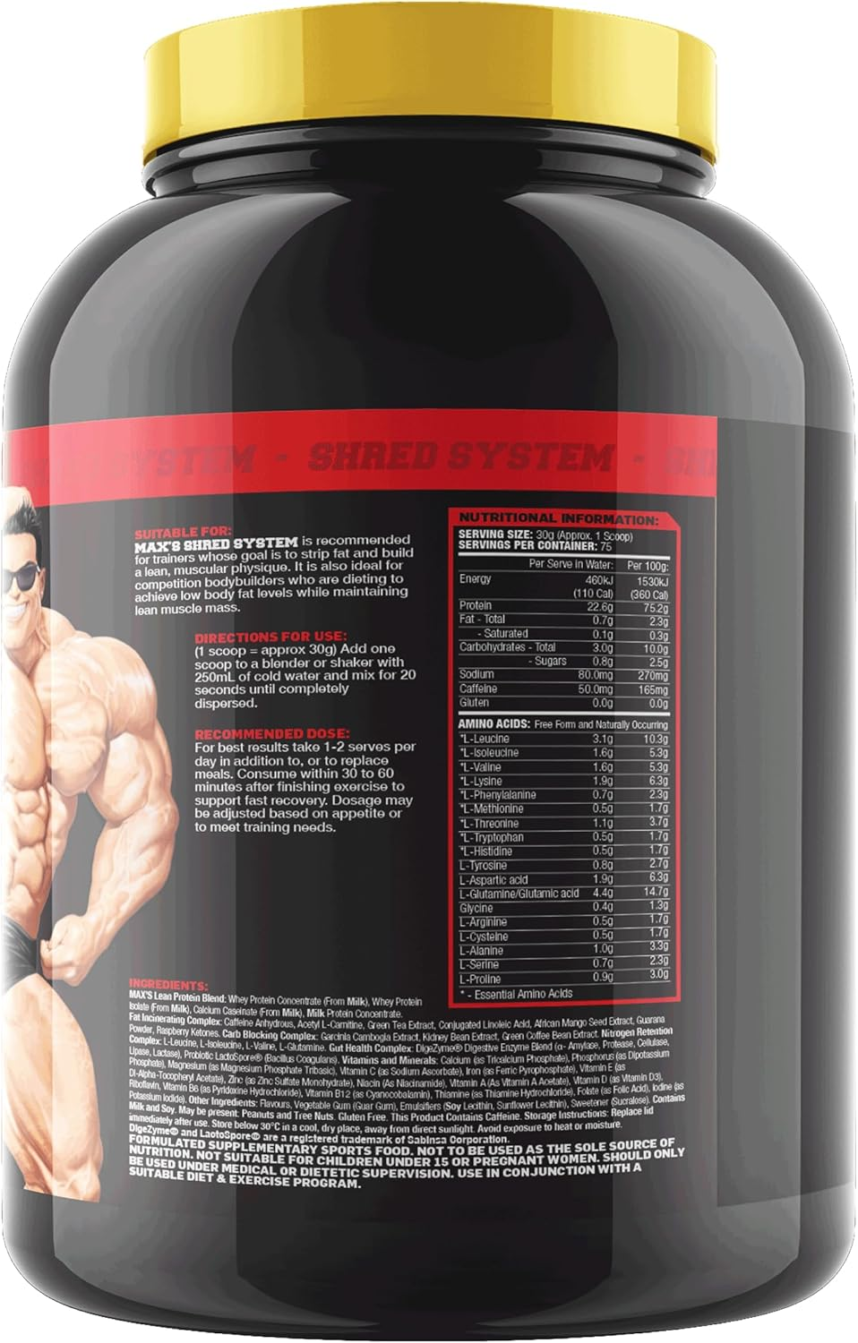 Max'S Shred System Fat Stripping Protein Powder, Choc Honeycomb, 2.27Kg image number 3