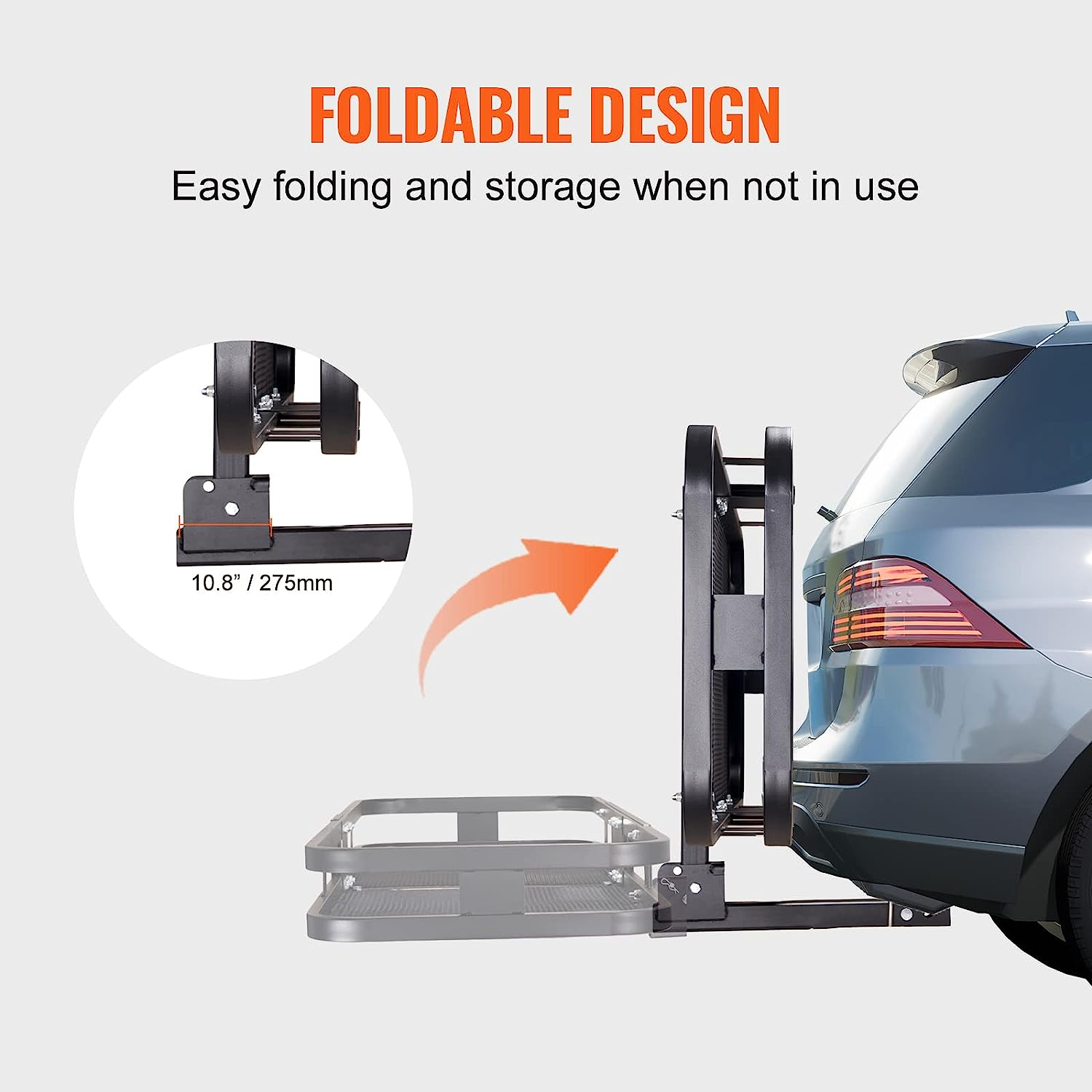 VEVOR 60X24X6 Inch Hitch Mount Cargo Carrier,500Lb Capacity Folding Trailer Hitch Cargo Basket & Waterproof Cargo Bag,Luggage Carrier Rack Fits 2" Hitch Receiver with Cargo Net for SUV Truck Pickup image number 5