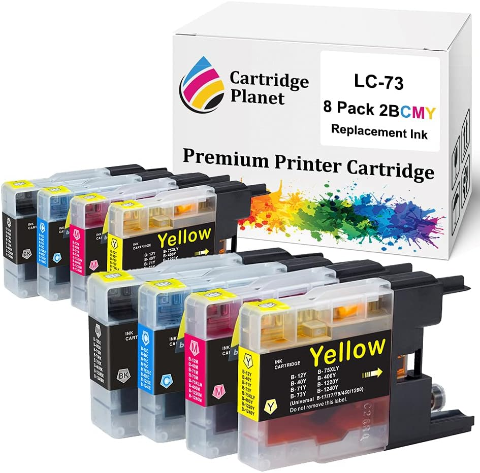 Cartridge Planet 8 Pack (2BK,2C,2M,2Y) Compatible Ink for Brother LC-73 LC73 for Brother DCP J525DW J525W J725DW J925DW MFC J430W J432W J5910DW J625DW J6510DW J6710DW J6910DW J825DW