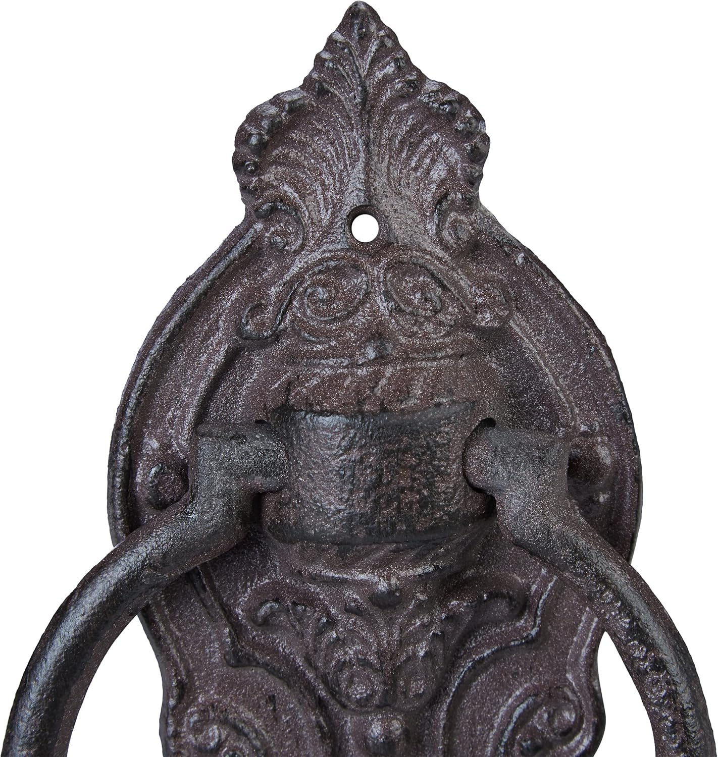 Relaxdays Antique Knocker, Cast Iron, Embellished Knocking Ring, for Front Door, Hxwxd: 25.5 X 10.5 X 2.5 Cm, Brown,10029005 image number 4