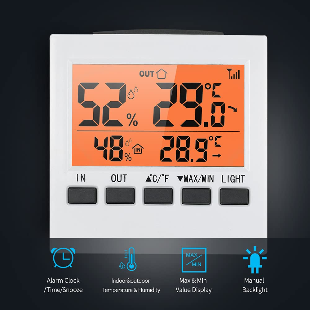 Digital Indoor Hygrometer with Max Min Value Display Transmitter Temperature Humidity Meter for Home Greenhouse Warehouse Farm image number 3