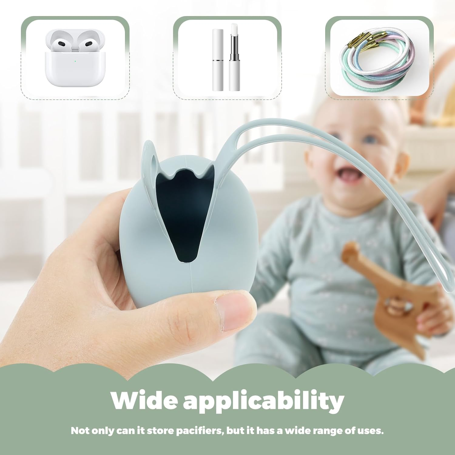 DJAPWPX-3 Pcs Silicone Pacifier Holder Case, Safe and Soft Material Pacifier Pouch, Portable Pacifier Case, Protective Pacifier Storage Case, Easy to Clean for Diaper Bag Stroller (B) image number 6