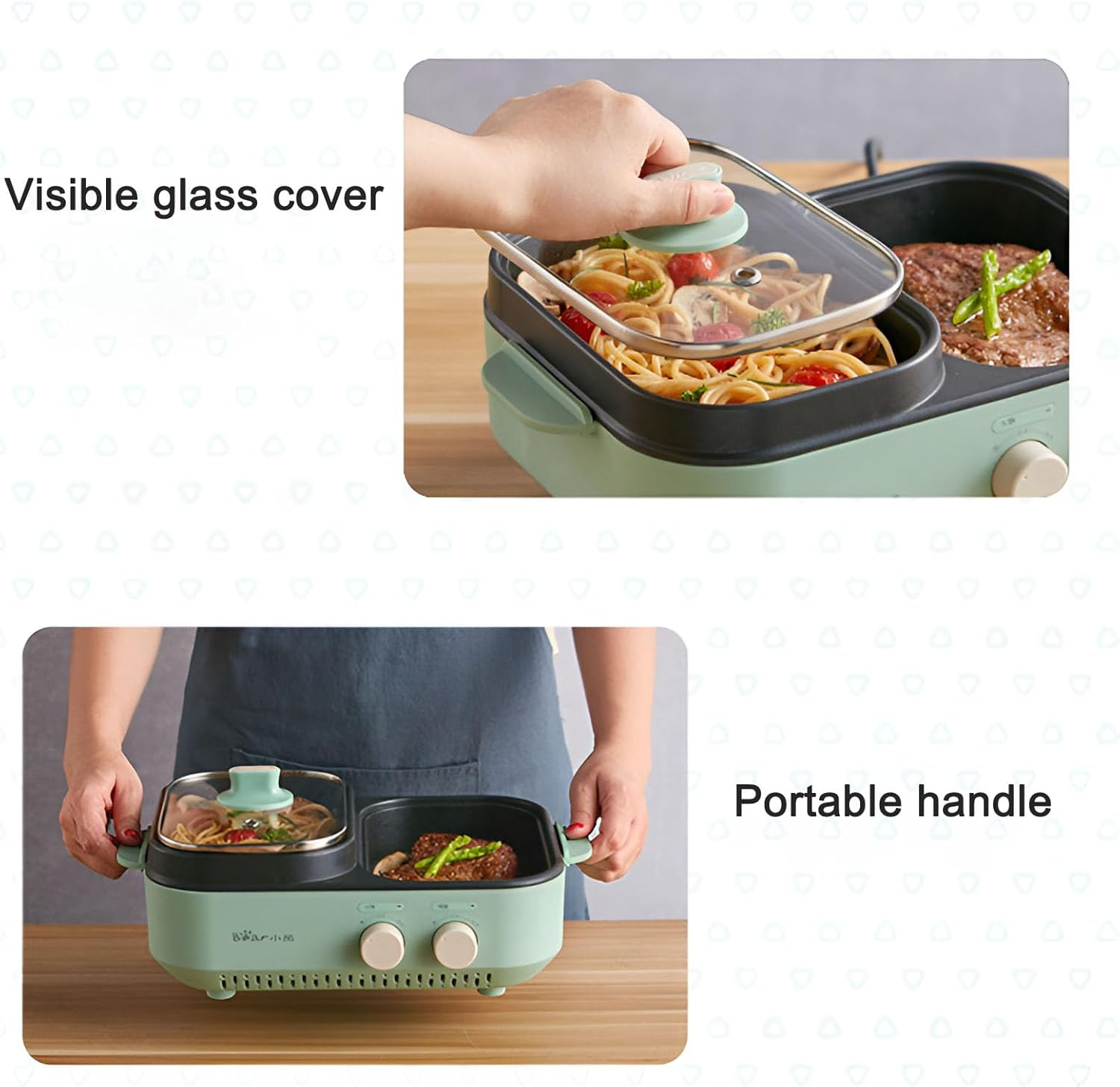 2-In-1 Electric Grill with Hot Pot,Non-Stick Electric Cooking Pot for Steak, Shabu-Shabu, Noodles, Simmering and Sauteing, Independent Dual Temperature Control Korean Barbecue Grill Pan image number 6