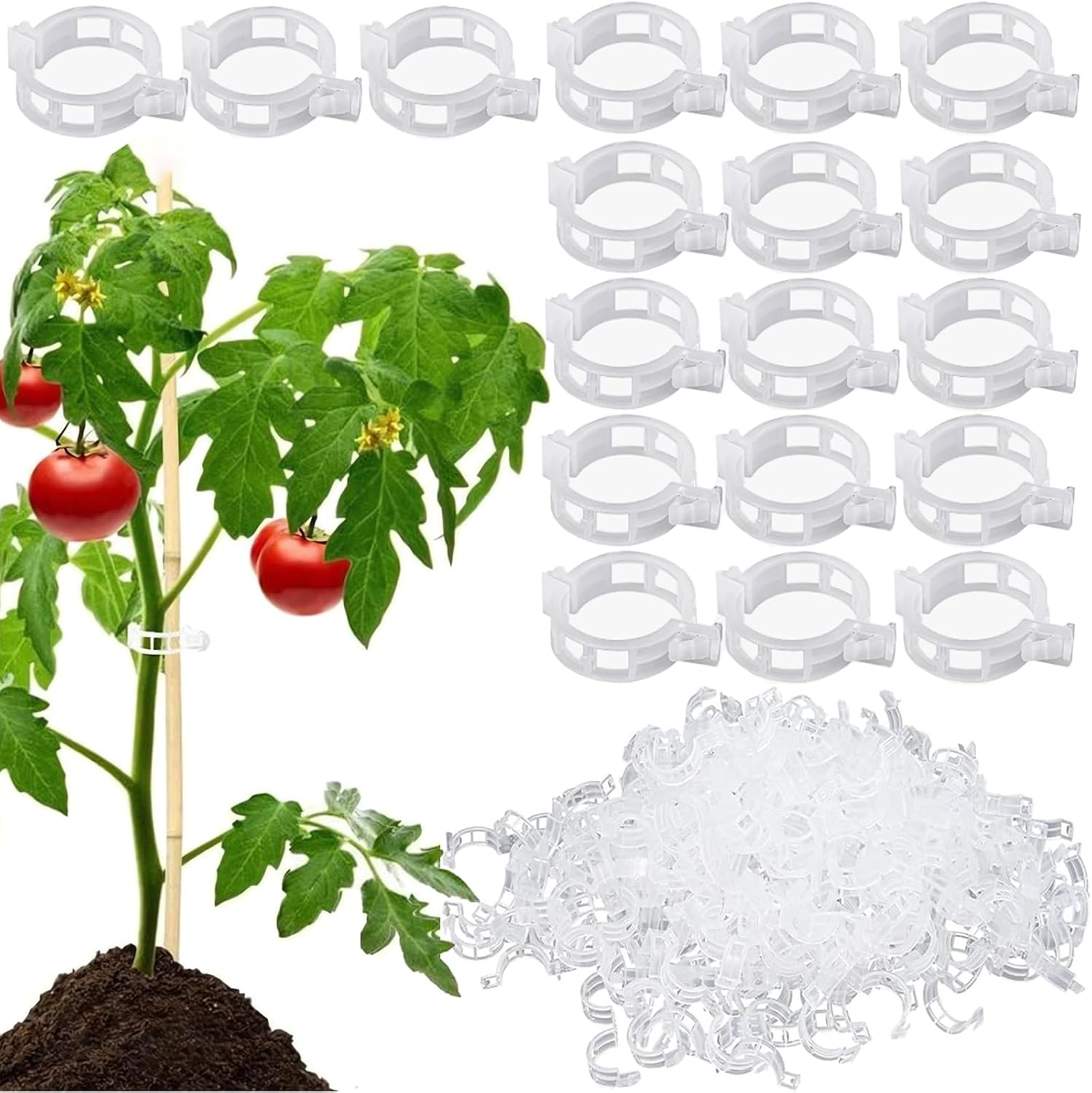 300Pcs Tomato Clips, Plant Clips for Climbing Plants Support Garden for Tomatoes Vines Flower Vegetables Climbing to Grow Upright image number 6
