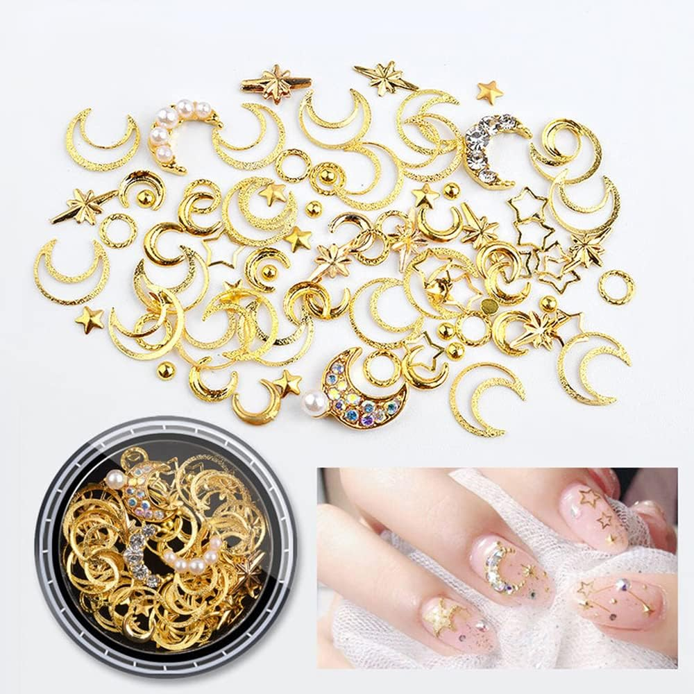 3D Moon Star AB Rhinestone Gems Pearl Nail Art Decor Decals Glitter Sequins AU #XY02 image number 1