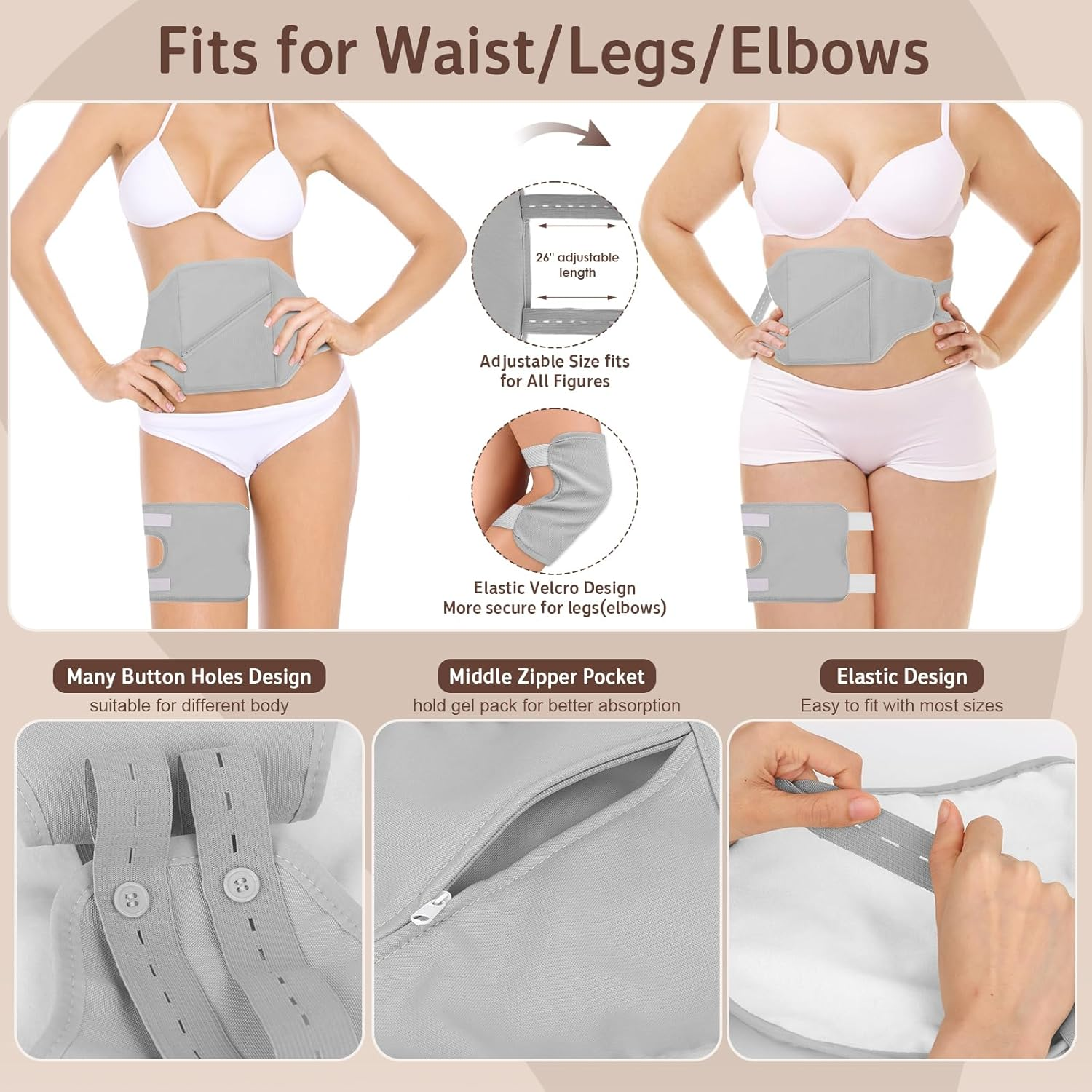 QYCHHJ 8PCS Castor Oil Pack Wrap Kit Reusable Organic Flannel with Heating Pad for Liver Detox, Comfort Sleep, Inflammation Adjustable Elastic Strap Flannel Cotton Machine Washable, Gray image number 2