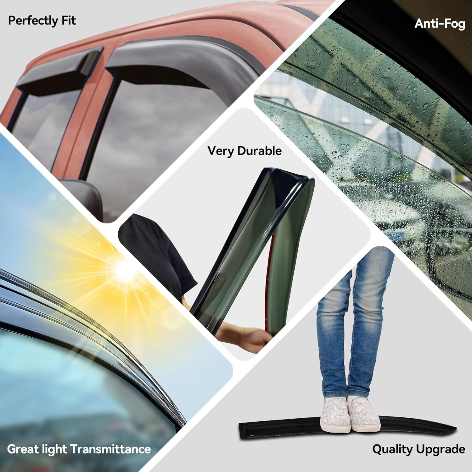 Window Visors Rain Guards Shield for 2003-2008 Toyota Corolla, Out-Channel Window Vent Wind Deflectors Visors Shades for 03-08 Corolla image number 4