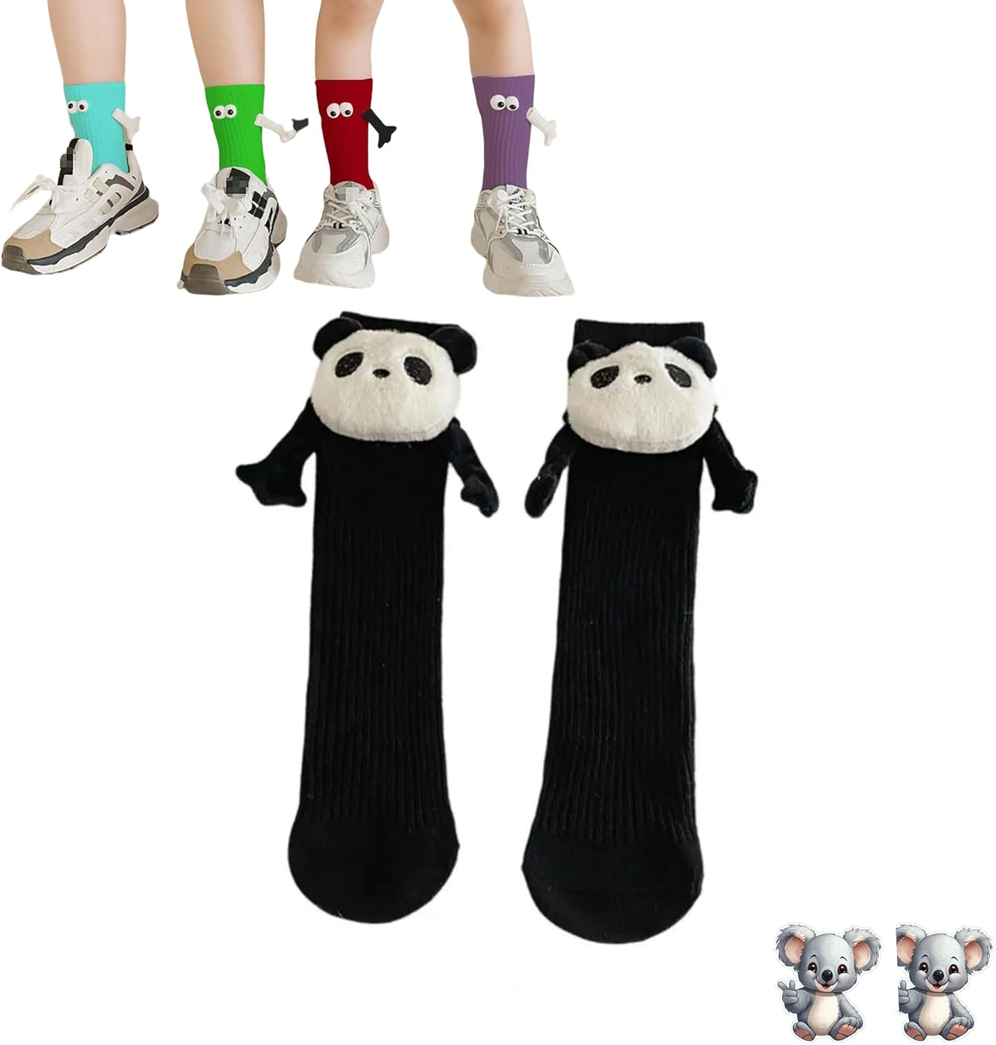 Funny Best Friend Magnetic Hand Hold Sock Couple Buddy Adult Sister Bestie Magnet Weird Match His Her Eye Arm Hug Gag Hilarious Novelty 3D Eyeball Sock Boyfriend Women Men Friendship Silly Fun Gift