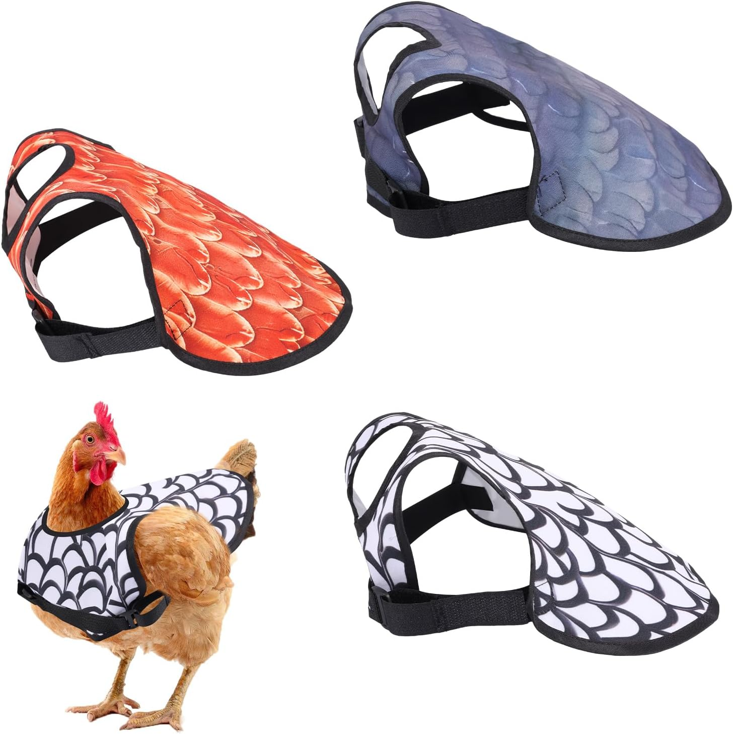 3Pcs Chicken Saddle Back Protector Polyester Chicken Apron Feather Protector with Adjustable Straps for Hens Poultry image number 3