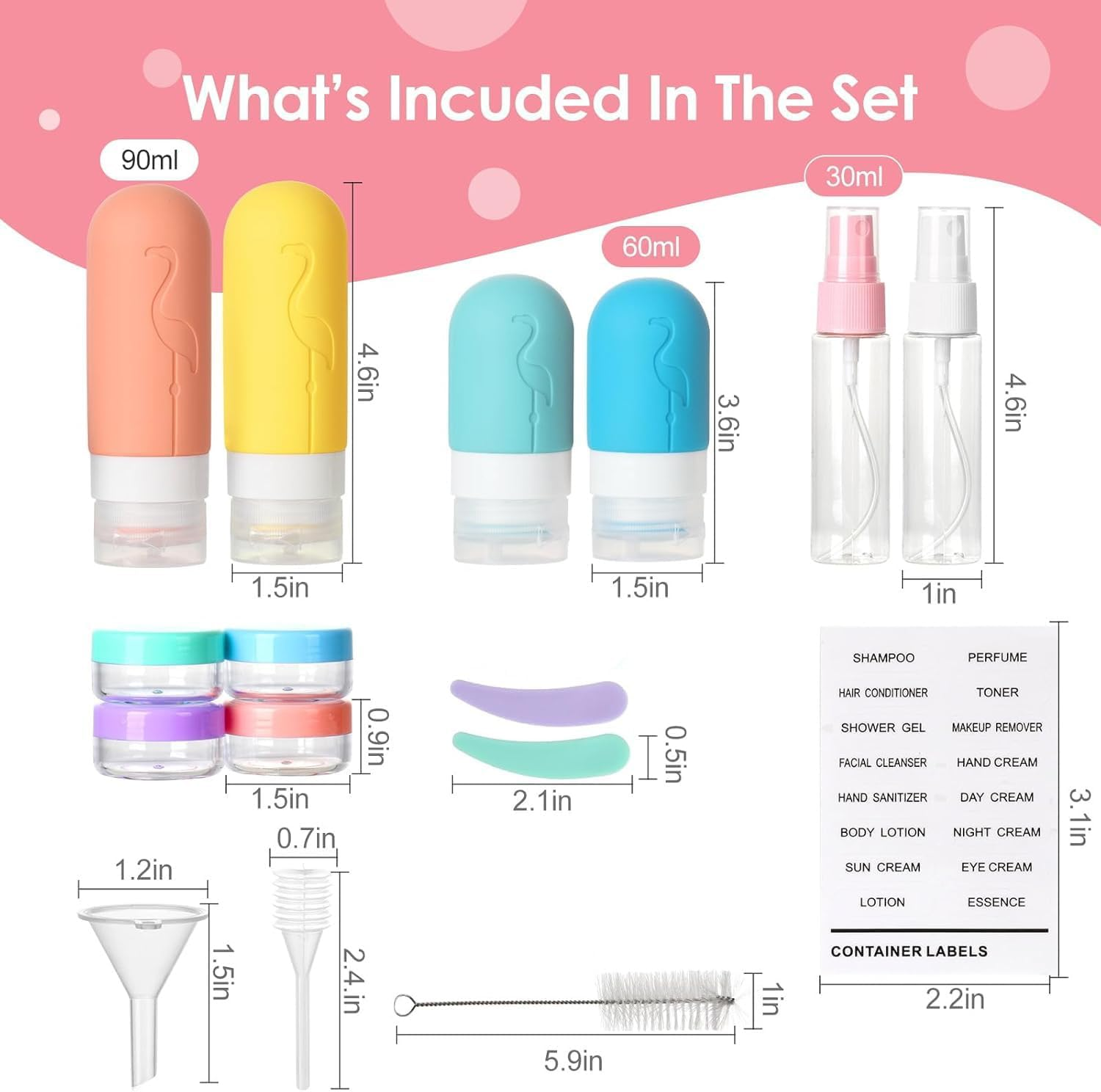 OSYLICT 17 Pack Travel Bottles Set,Squeezable Silicone Travel Bottles for Toiletries,Empty Refillable Leak Proof Containers Kit for Shampoo Conditioner Shower Gel Liquid Lotion.Labels Includes image number 1