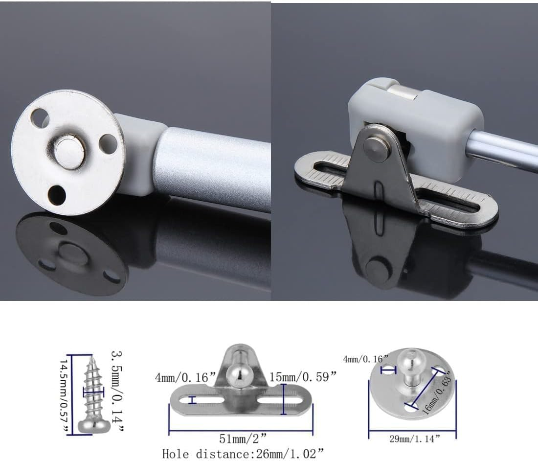 QLXHBOT Gas Strut 30N/6.6Lb 10 Inch Gas Struts Lift Supports Gas Spring Lid Support Gas Props/Shocks,Silver 2 Pcs image number 5