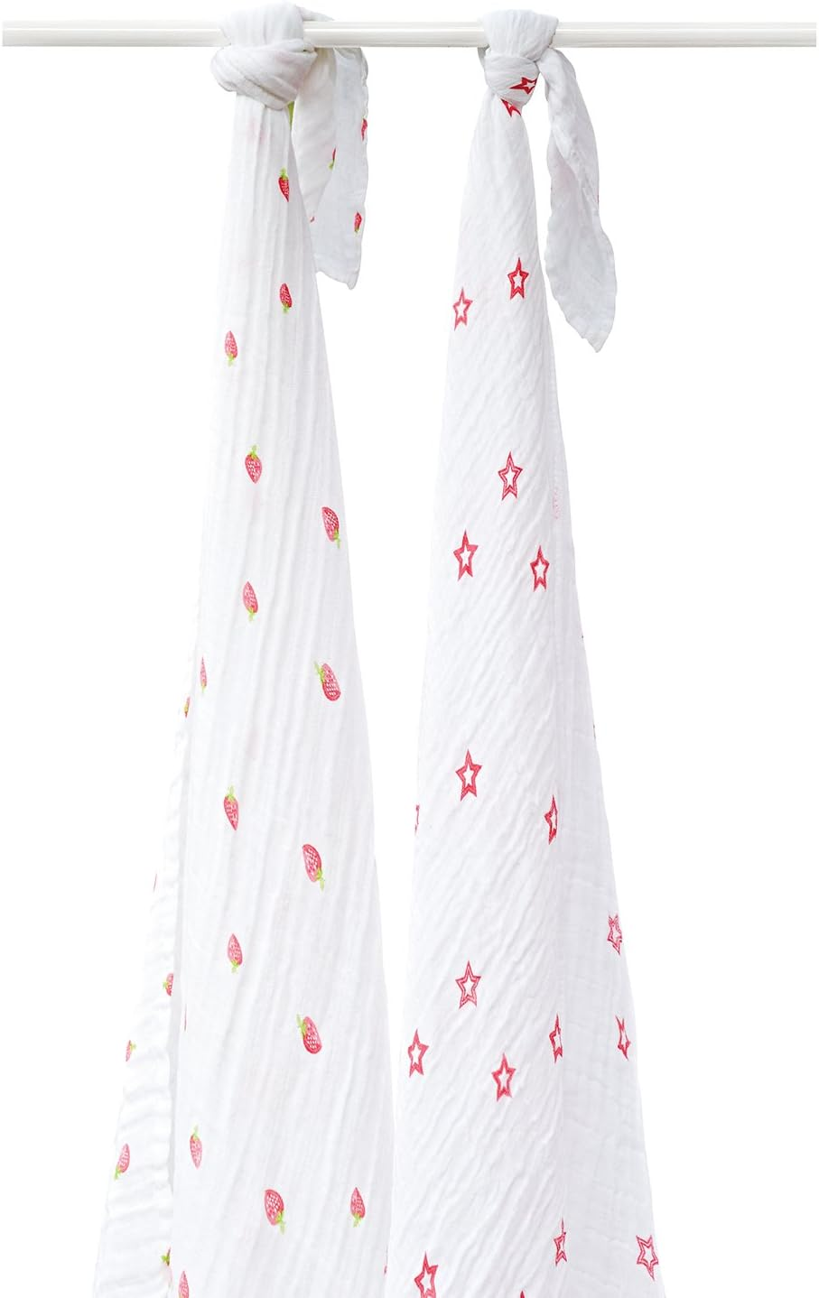 SILLY BILLYZ Muslin Swaddle Wrap, Strawberry Crush, White (Pack of 2) image number 1
