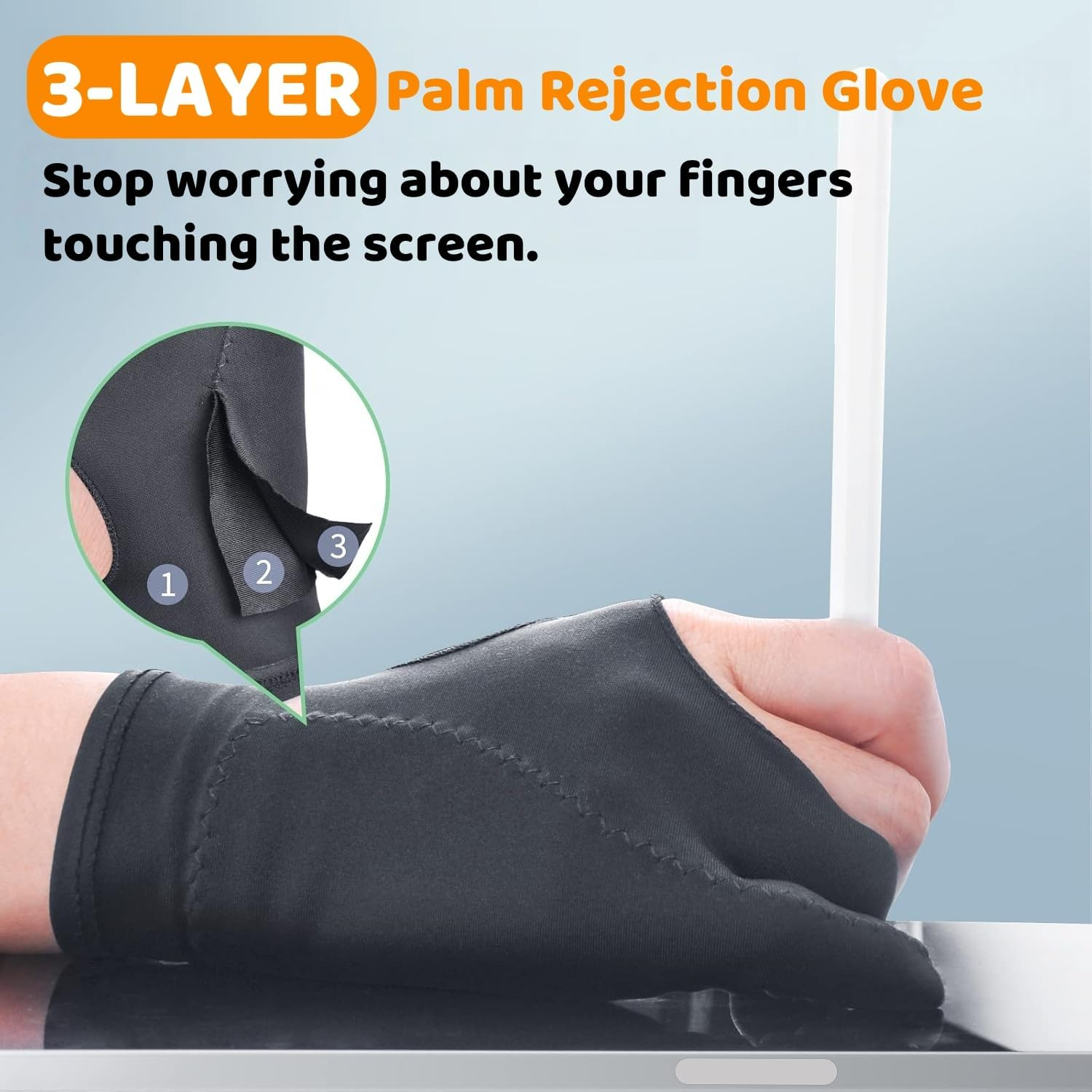 2 Pack Artist Drawing Gloves for Digital Art & Graphic Tablets - Palm Rejection, Smooth & Breathable Sketching Gloves for Left & Right Hand image number 1