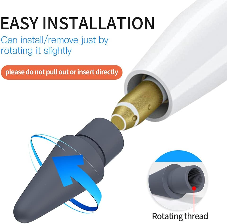 AWINNER Pen Tip Compatible with Apple Pencil Tips 1St & 2Nd Generation Color Nib (Grey) - Cyan image number 3