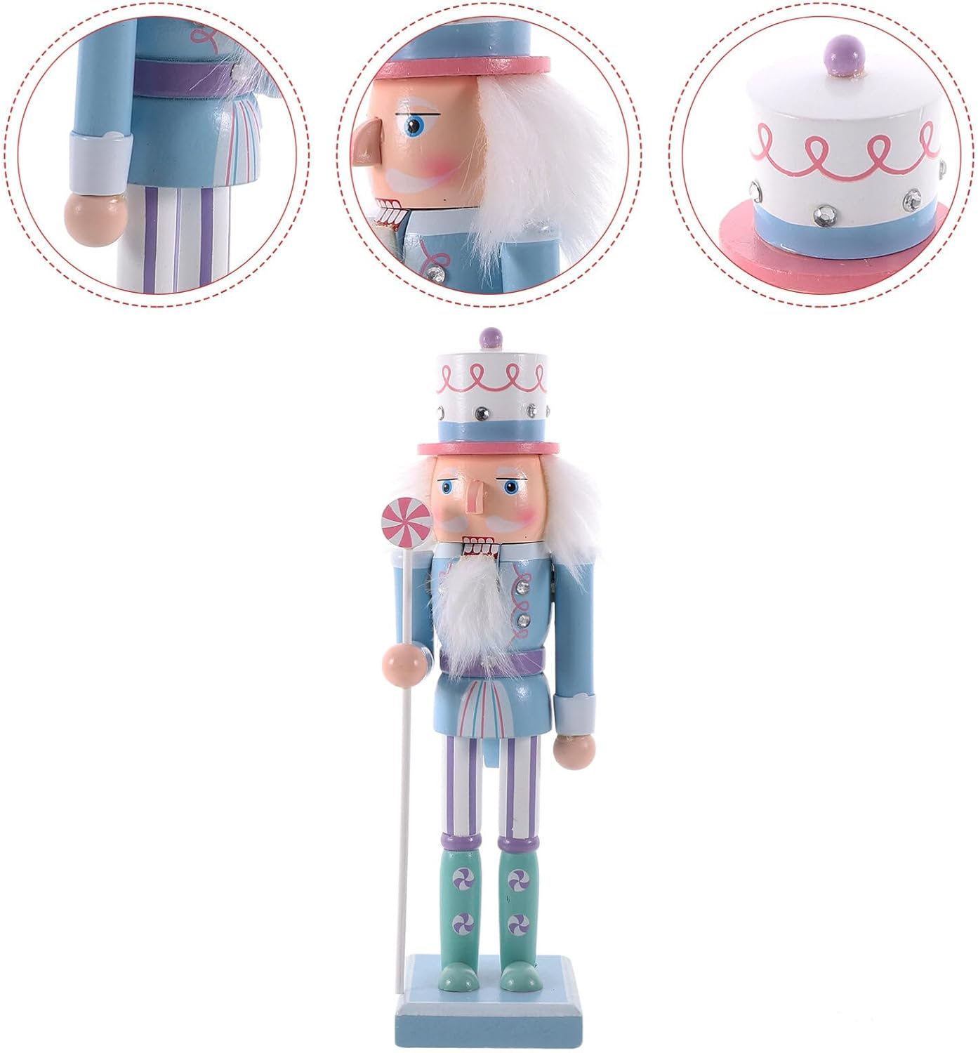 MAGICLULU Christmas Wooden Nutcracker Blue Nutcracker Figures for Holiday Party Tabletop Xmas Decoration image number 1
