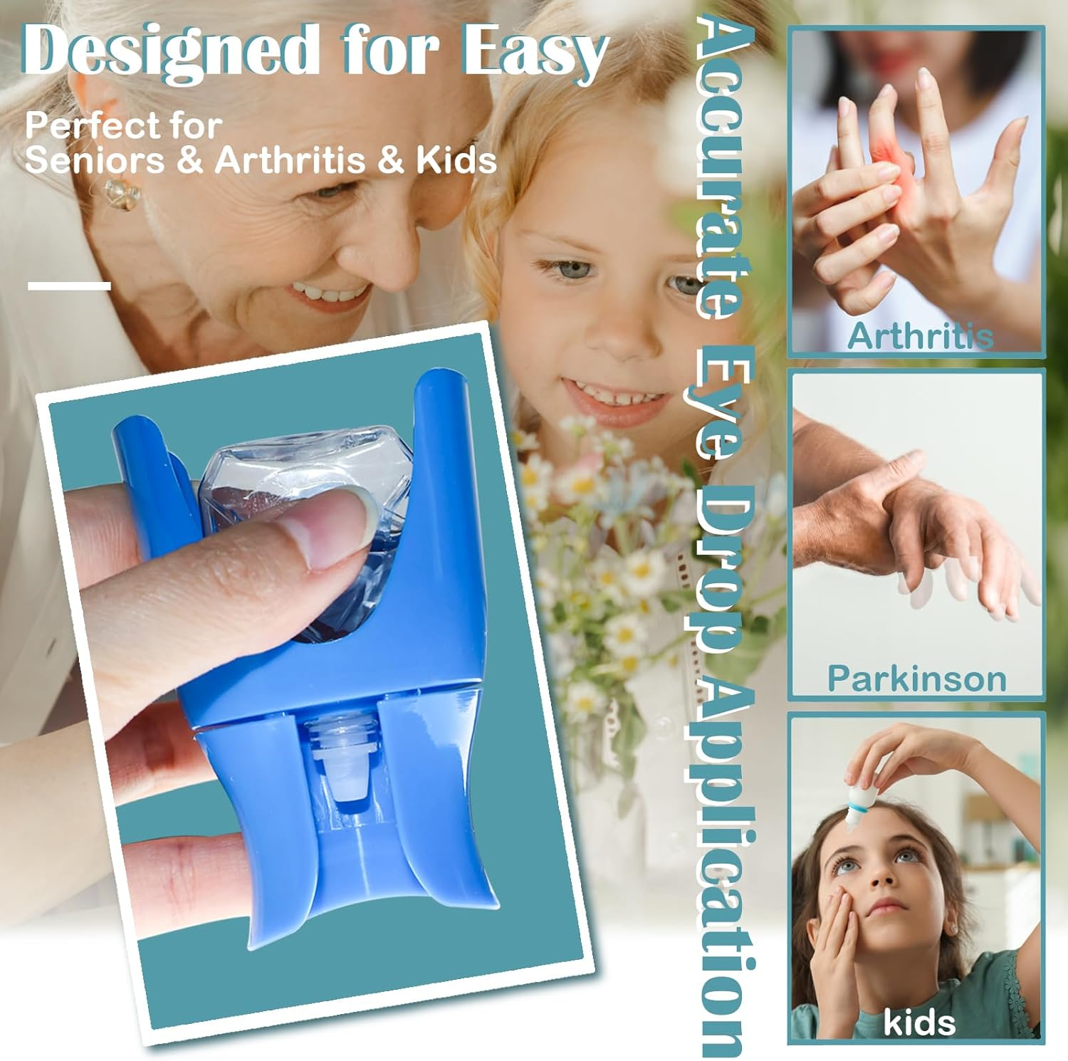 Eyedrop Bottle Guide Adapter - Accurate & Easy Eye Dropper Applicator for Seniors Parkinson'S Arthritis Patients, Reusable Hygienic, Fits Most Standard Eye Drop Bottles, Prevents Waste image number 3