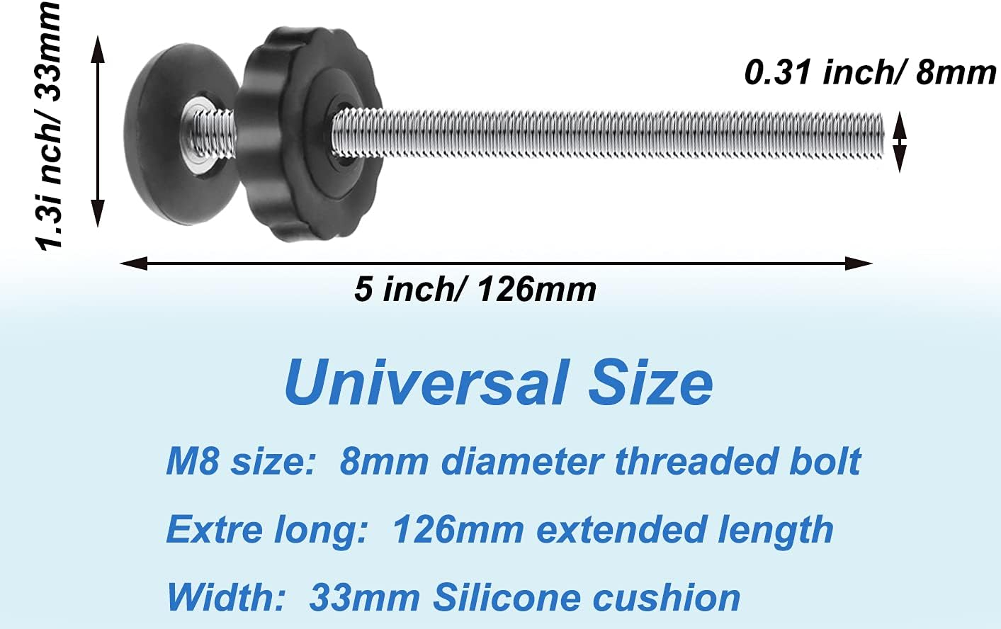 4Pcs Universal Baby Gate Threaded Spindle Rod, M8 (8Mm) Replacement Bolt Part for Baby & Pet Pressure Mounted Safety Gates, Extra Long Baby Tension Gate Extender (Black) - White image number 5