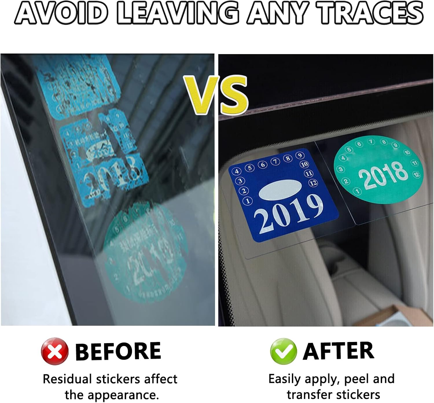 Car Window Static Cling Film - Windshield Sticker Applicator, Clear Decals for Cars, Parking Permit Inspection Holder, 12PCS 6.3''&times;6.3'' image number 3