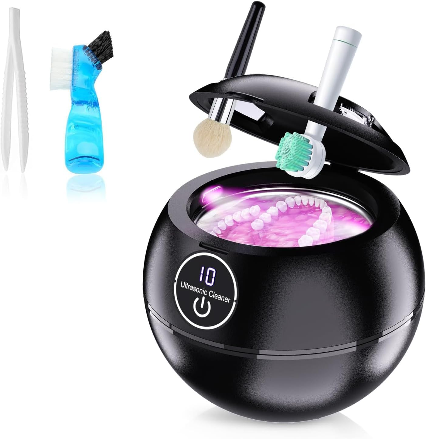 Ultrasonic Retainer Cleaner Machine, 45K HZ Dental Cleaning Pod with UV for Retainer, Dentures, Whitening Trays, Toothbrush Head, 190Ml Portable Ultrasonic Denture Cleaner for Home or Travel image number 1