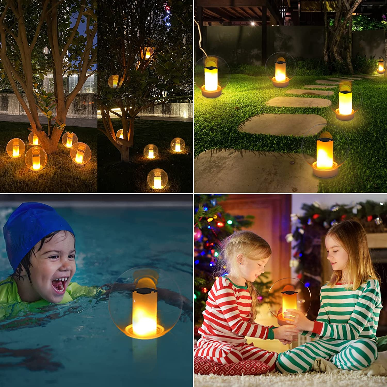 Floating Pool Lights, Solar Powered Flame Pool Lights, IP68 Waterproof Swimming Pool Lights That Float, Glow in the Dark Pool Ball Lights, Solar Floating Lights for Pool, Pond Gifts -2PCS image number 2