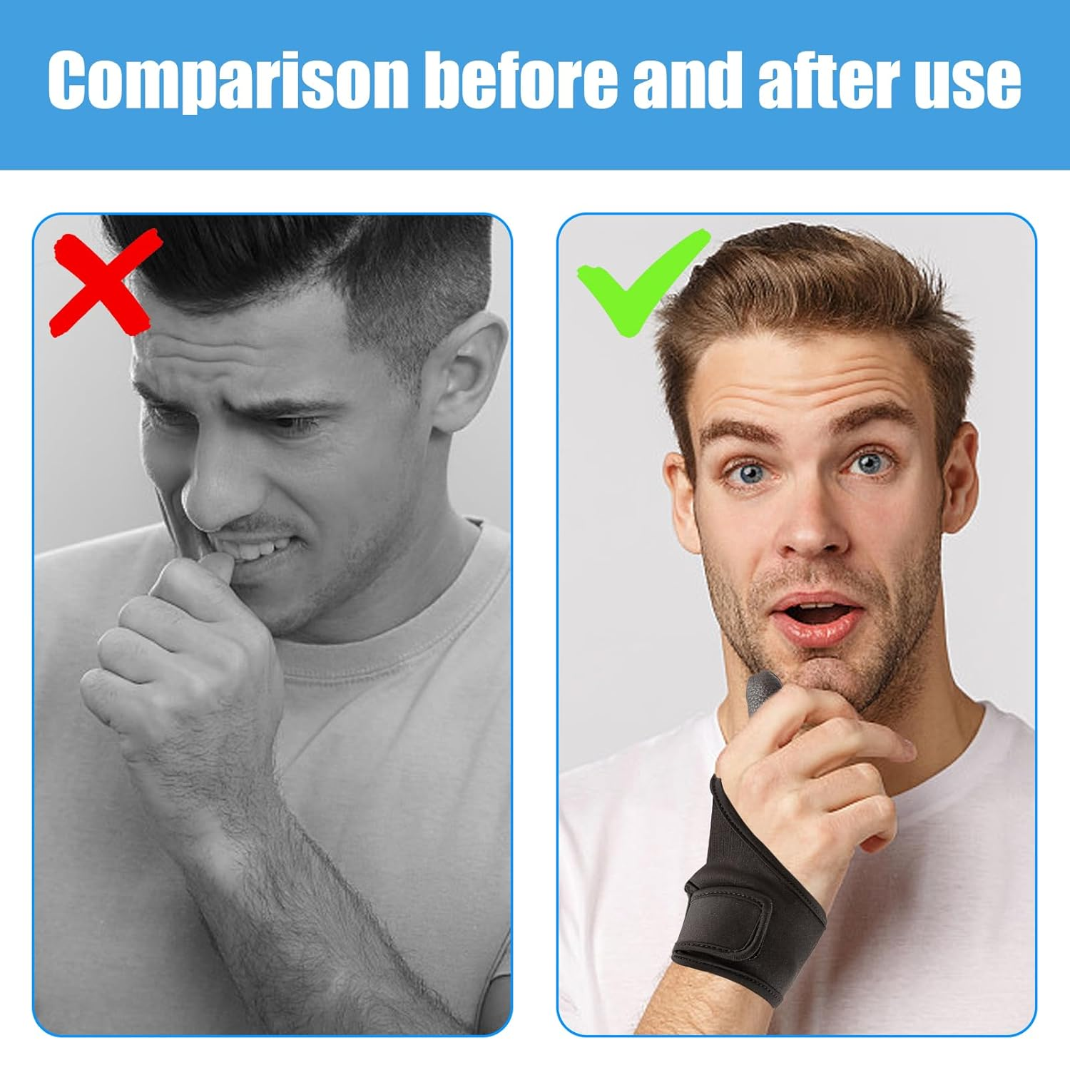 Adult Thumb Guards Habit Finger Gloves for Finger Sucking Stop Nail Thumb Sucking Guard Breathable Thumb Glove to Help Stop Skin Picking Thumb Sucking and Hair Pulling (Leather-1) image number 3