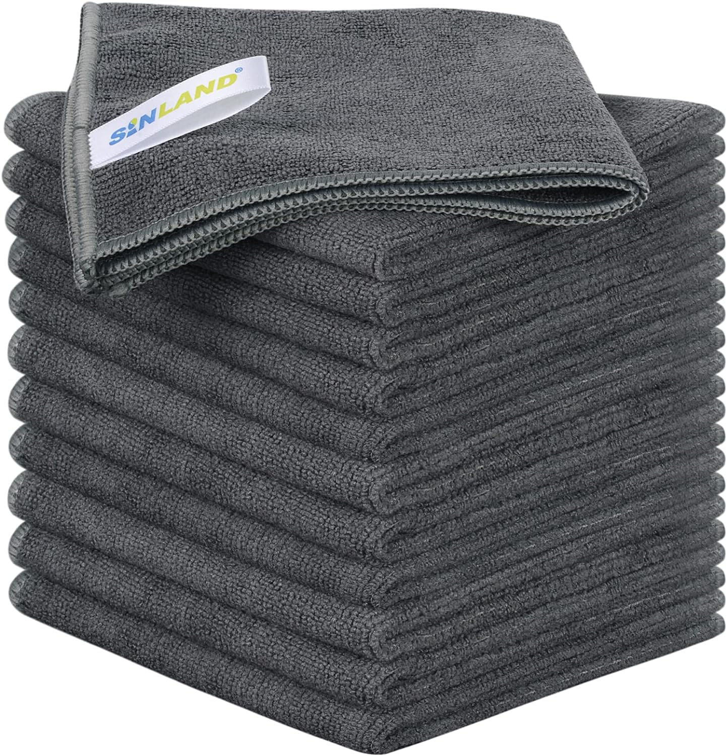 Sinland Microfiber Dish Cloth Cleaning Towel Super Absorbent Dish Rags (30Cmx30Cm, Blackx12)