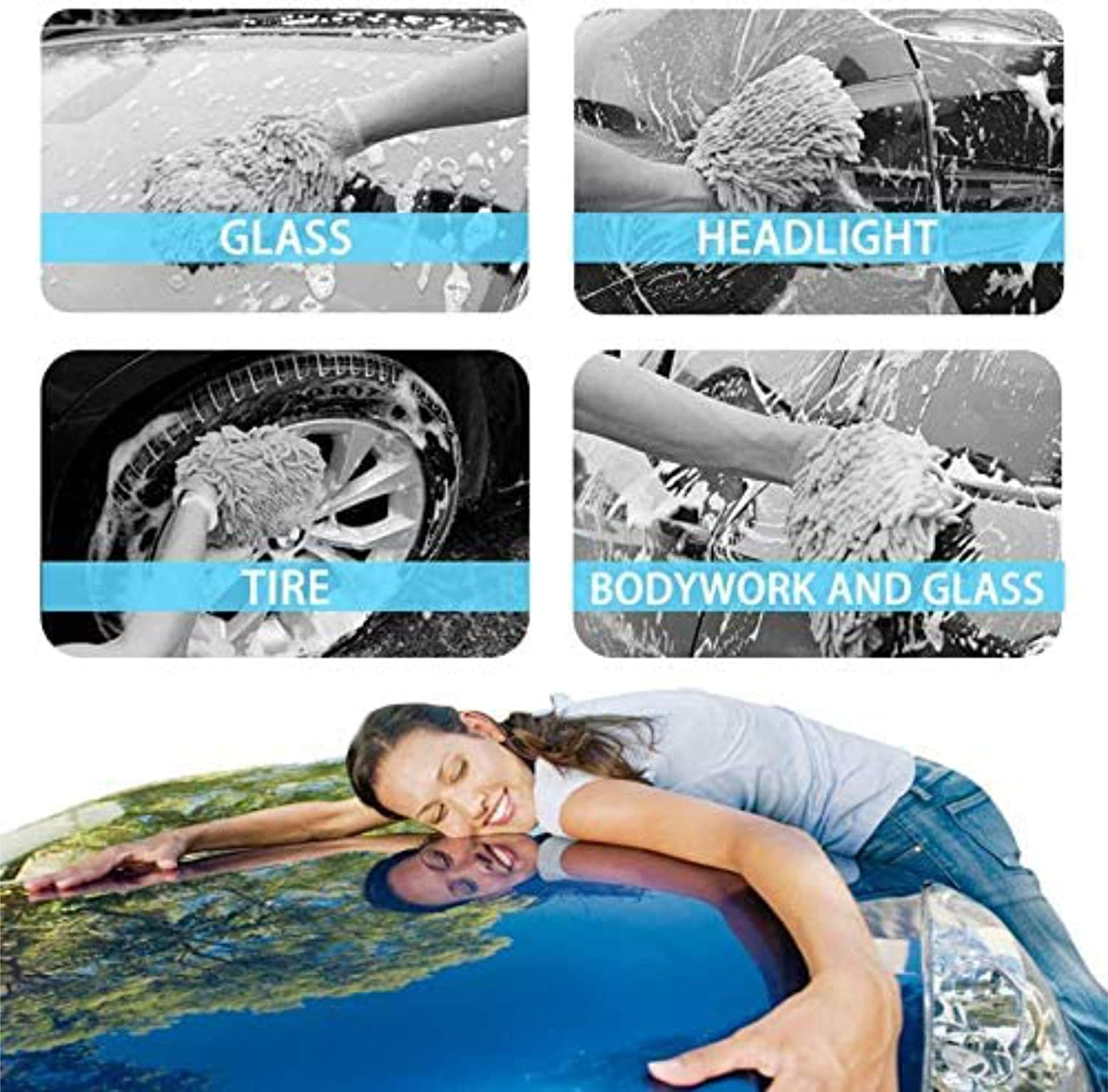 Premium Car Wash Glove Microfibre | Scratch-Free Car Wash Mitt | Double Sided Glove for Car Cleaning | Auto Detailing,Washing and Cleaning image number 1