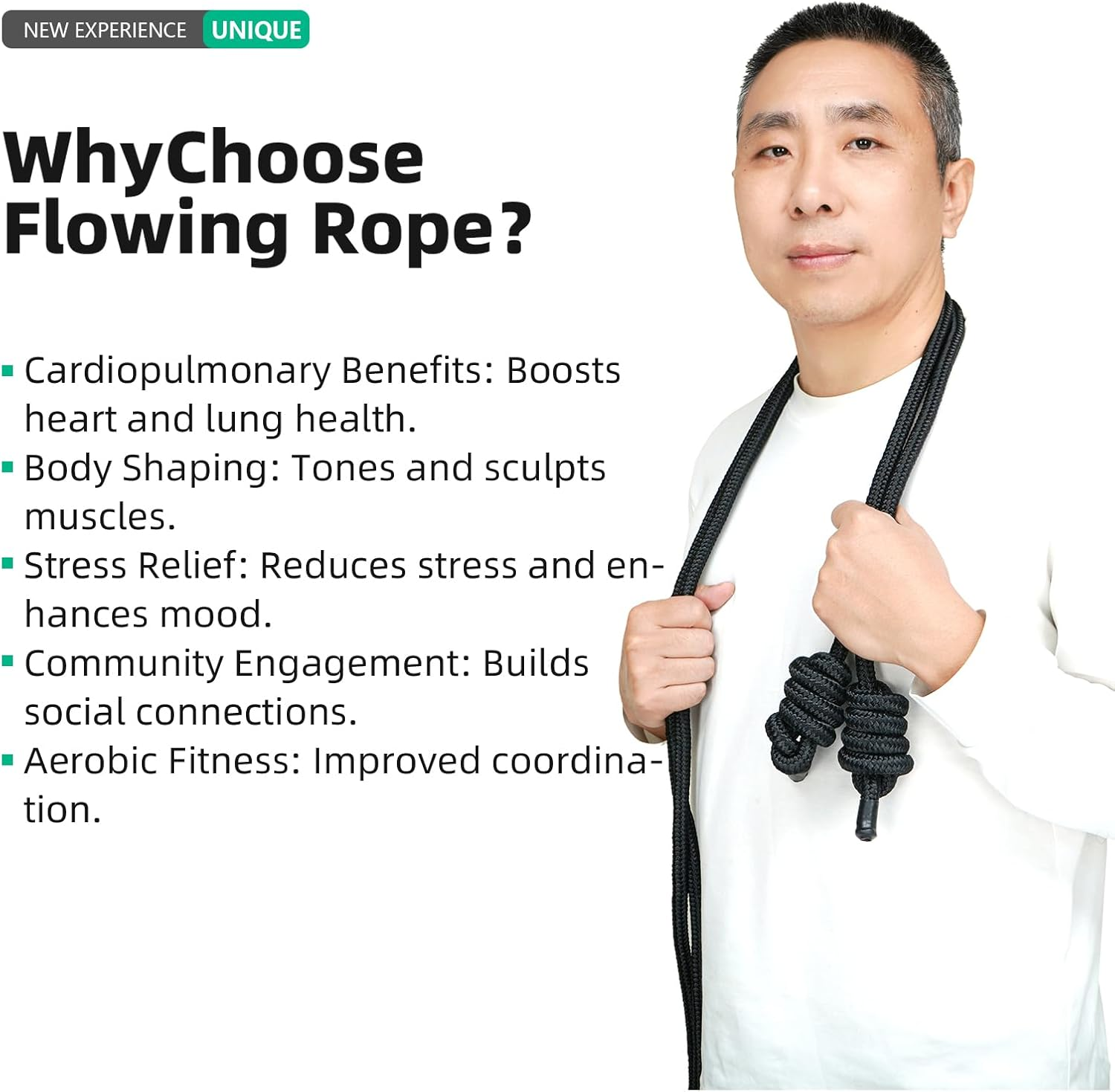 Flow Rope Exercise Jump Ropes for Home Gym Cardio Core Stability Body Coordination Weighted Jump Rope for Freestyle Skipping & Jumping Helps Upper Body Fitness for Boxing & HIIT Beginner image number 2