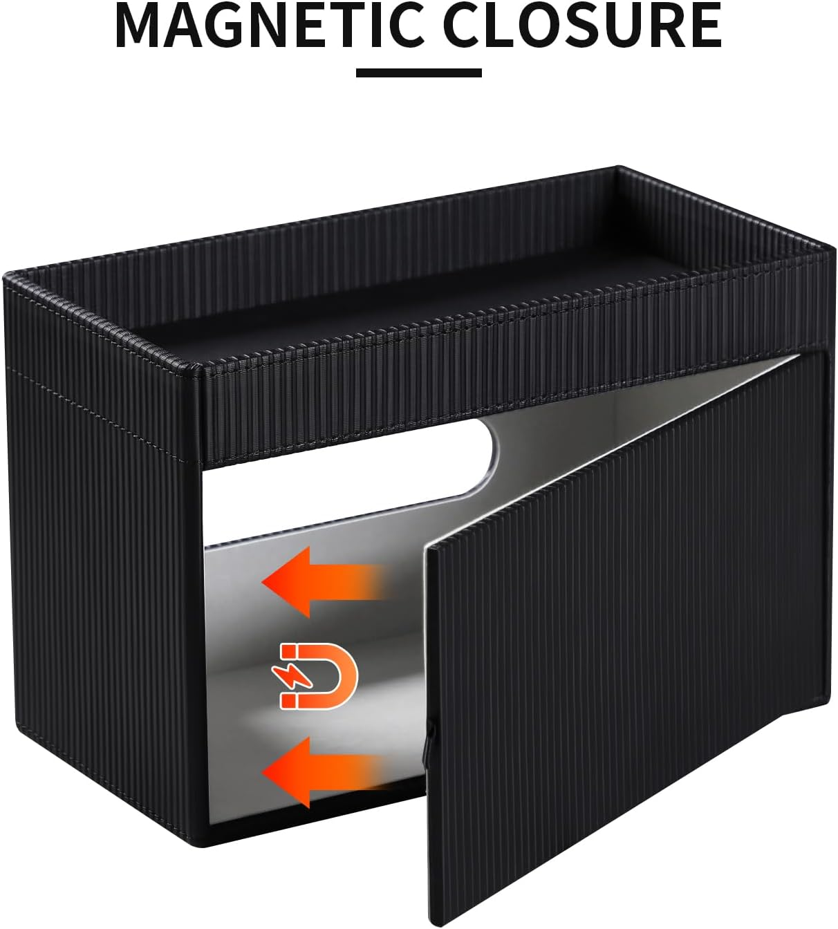 Cretkhp Rectangular Tissue Box Cover with Storage Tray, PU Leather Tissue Box Holder for Bathroom Vanity Countertop Night Stands Bedroom Office Desk, Stylish Tissue Holder Decorative Organizer (Black) - White image number 7