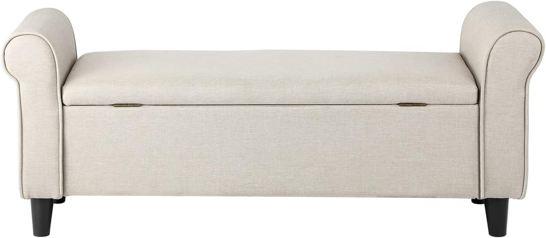 Oikiture 118.5Cm Ottoman Storage Blanket Box Linen Fabric Beige
