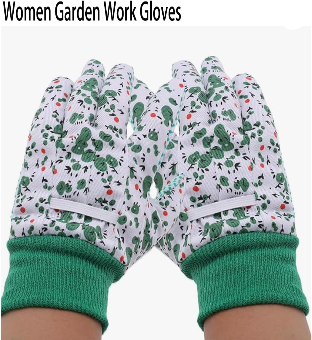 Weforu Ladies Garden Work Gloves, 2 Pairs Gardening Working Gloves,Non-Slip Floral Garden Gloves with Elastic Cuffs for Ladies Women Yard Fishing Camping image number 2
