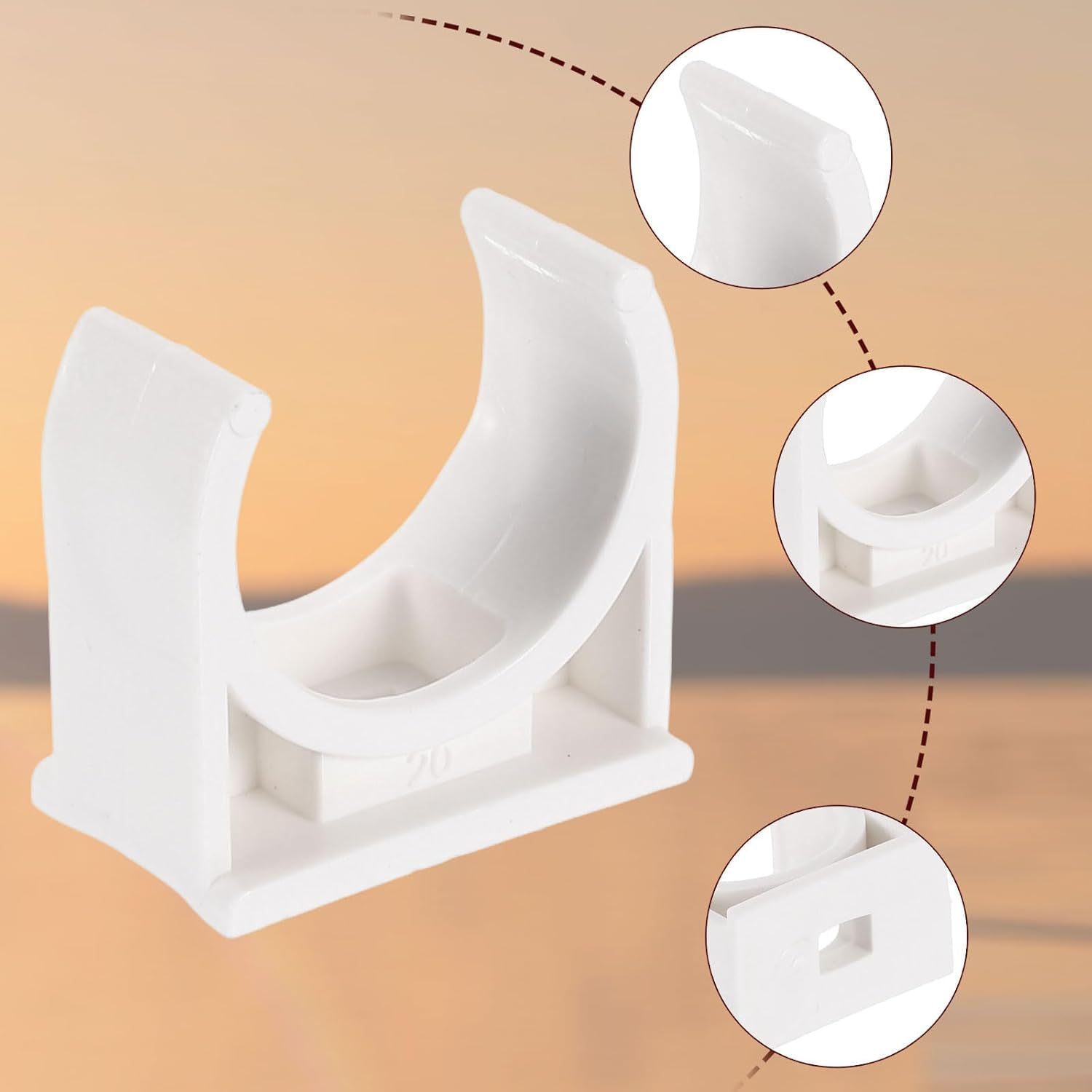 20PCS 20Mm PVC Pipe Clips - Heavy Duty Hose Clamps for Plumbing, PEX Tubing, Central Heating & Garden Irrigation, Secure Pipe Hanger Brackets image number 2