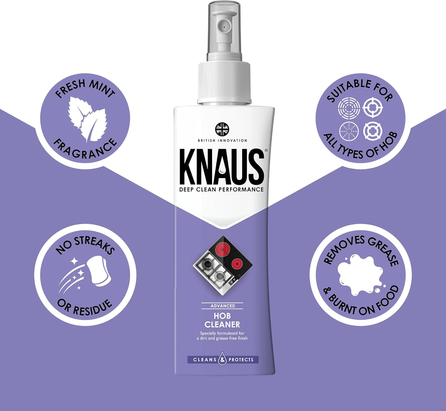 KNAUS Cook Top Cleaner Spray, 300Ml - High-Performance Appliance Kitchen Cleaner, Suitable for Electric Glass Ceramic and Induction Hobs, Stove Cleaner, Conditioner and Polish