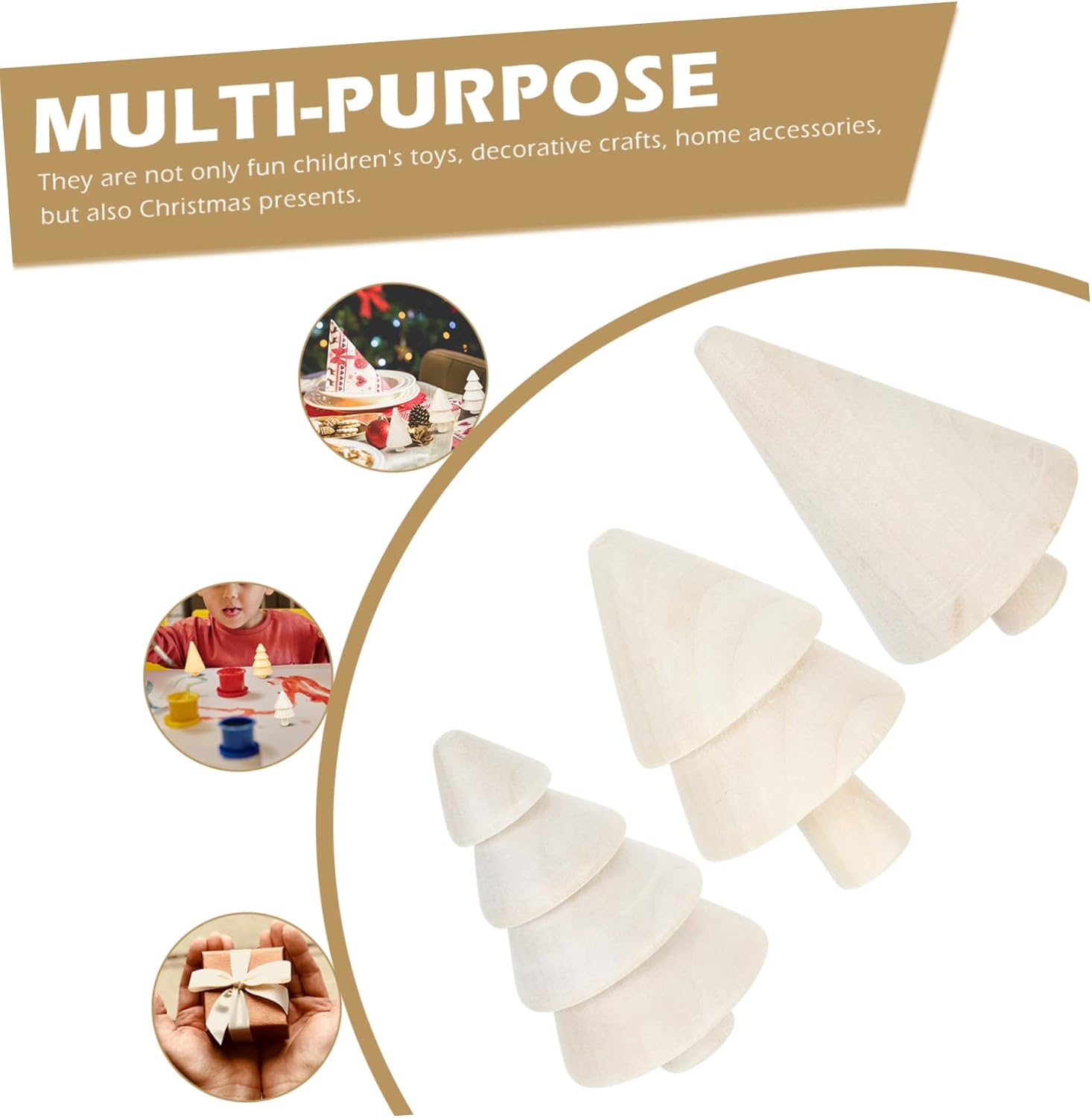 Ciieeo DIY Christmas Trees Decor Unfinished Wood Christmas Trees Wood DIY Tools Children'S Creative Toys image number 4