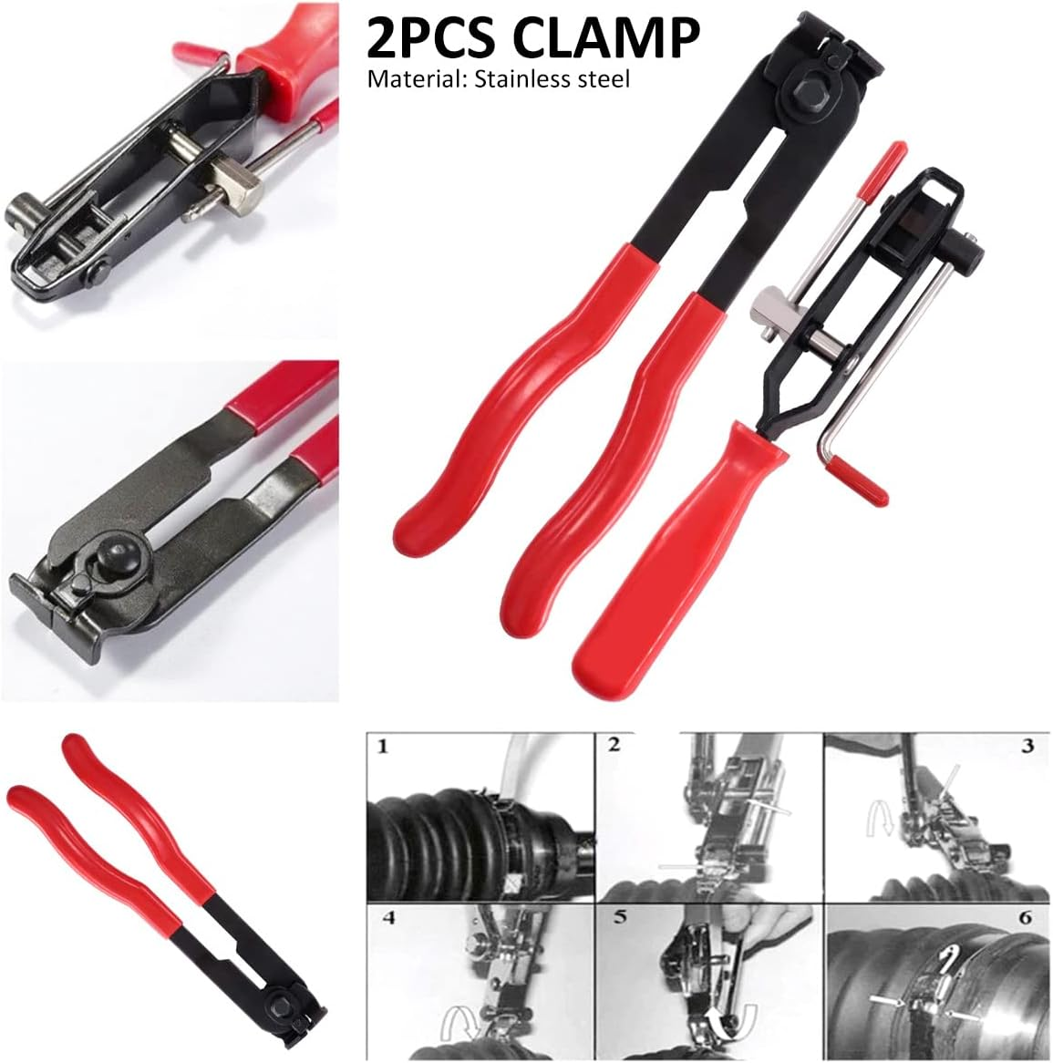 10Pcs CV Boot Clamps Pliers Kit, Ear Boot Tie Pliers,Stainless Steel Universal Adjustable AXLE CV Joint Boot Crimp Clamp Kit,Hose Axle Plier CV Clamp Tool CV Joint Banding Tools image number 2