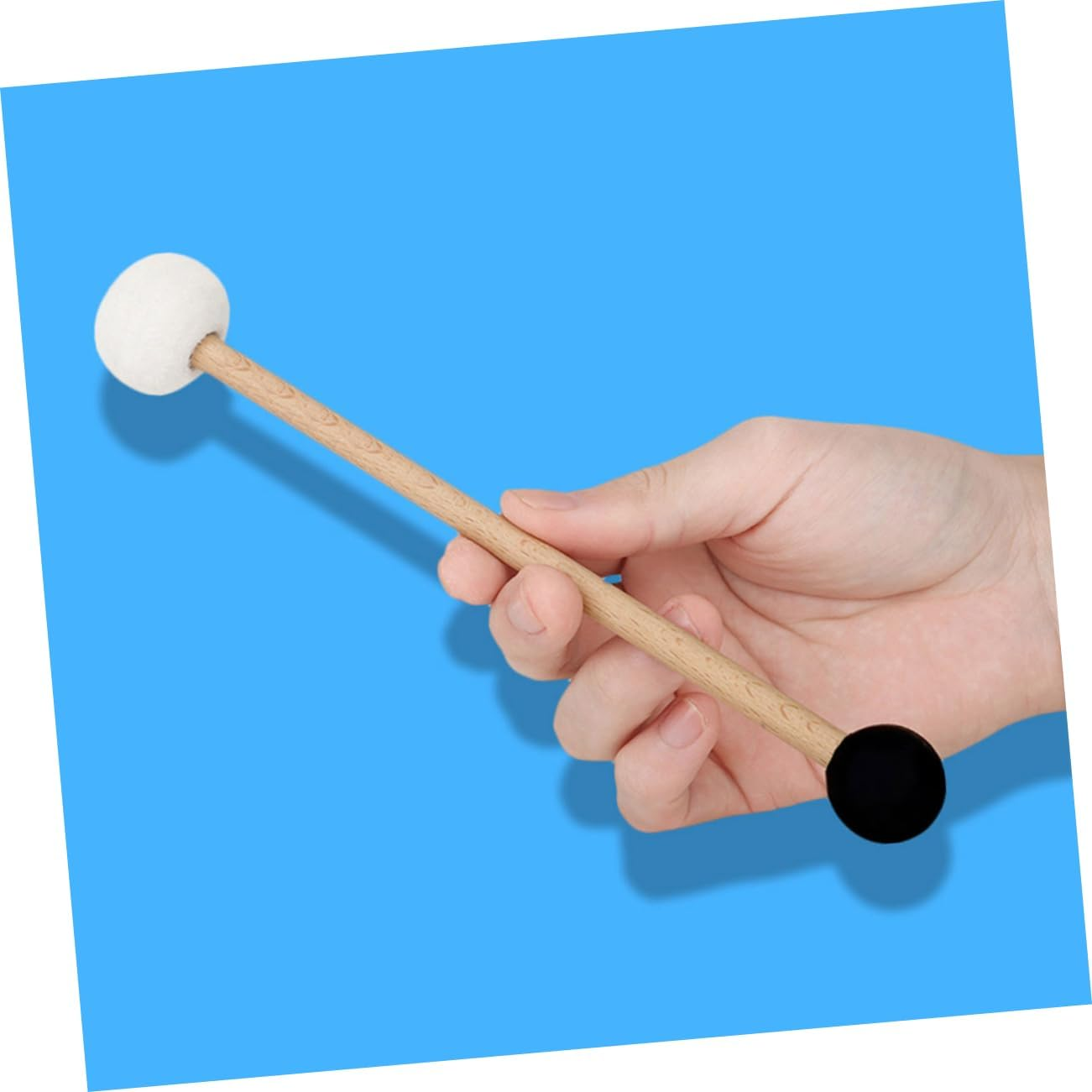 Kisangel 2Pcs Double Ended Rubber Felt Bass Drum Mallet with Handle Non Slip Comfortable Percussion Stick for Singing Bowls and Band Practice Suitable for Beginners to Advanced Drummers image number 5