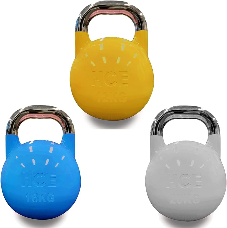 HCE Kettlebells Set - Competition Kettlebell Pro-Grade Steel Russian Kettle Bell Weight - Home Gym Fitness Workout, Crossfit, MMA, Body Building, Weightlifting, Snatches, Squats, Lunges, Bench Press