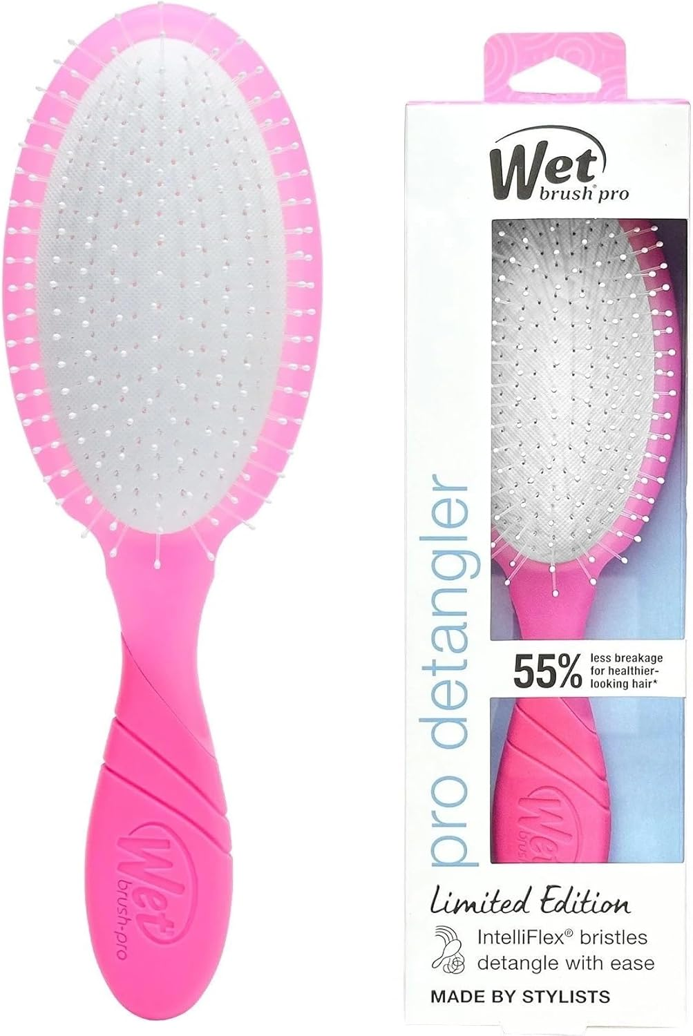Wetbrush Pro Detangler Hi-Def Neon Lemon &ndash; All Hair Types - Ultra-Soft Intelliflex Detangler Bristles Glide through Tangles with Ease - Pain-Free Comb for Men & Women