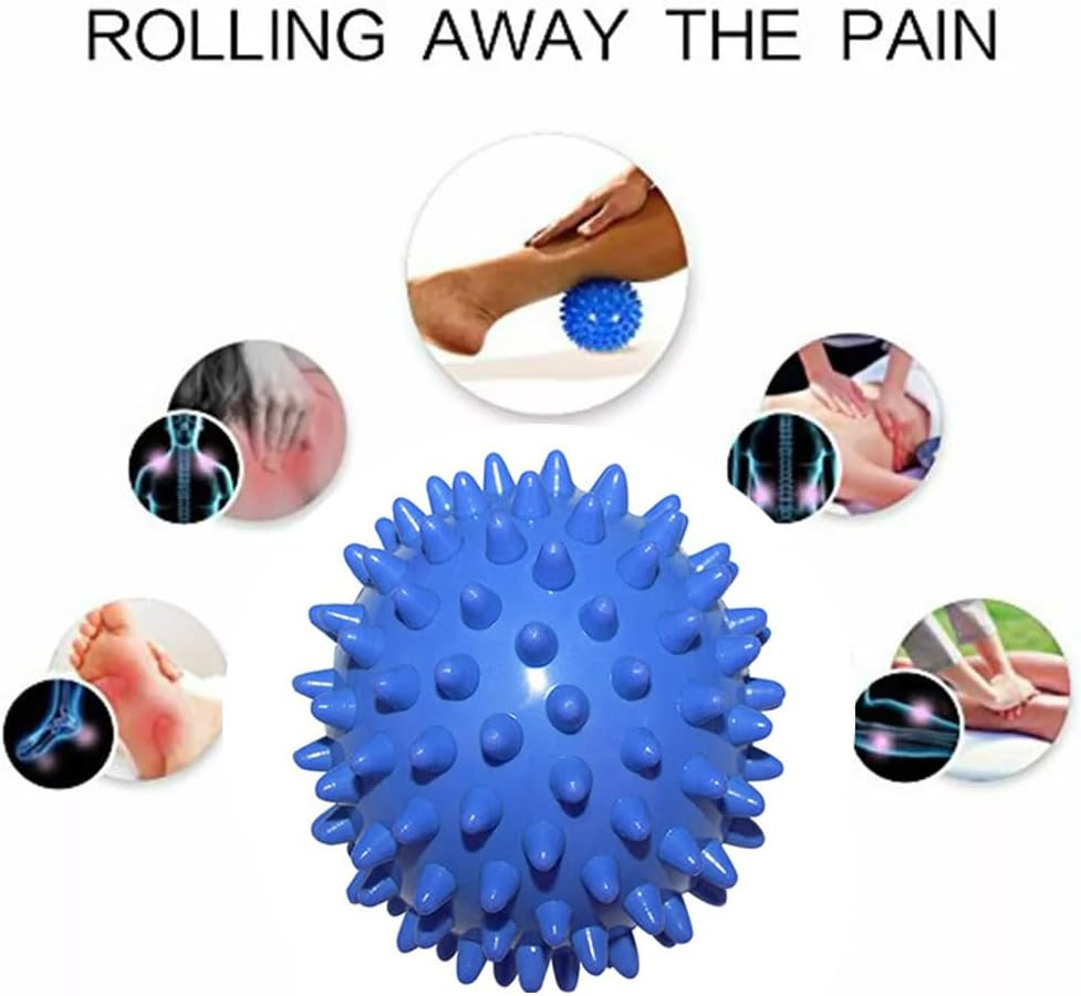 Limcryspp 2 Spiky Massage Balls Trigger Point Massager Therapy Balls for Muscle Recovery Myofascial Release Pain Relief Plantar Fasciitis Relief Ball All over Body Trigger Point Therapy (Green, Blue) image number 1